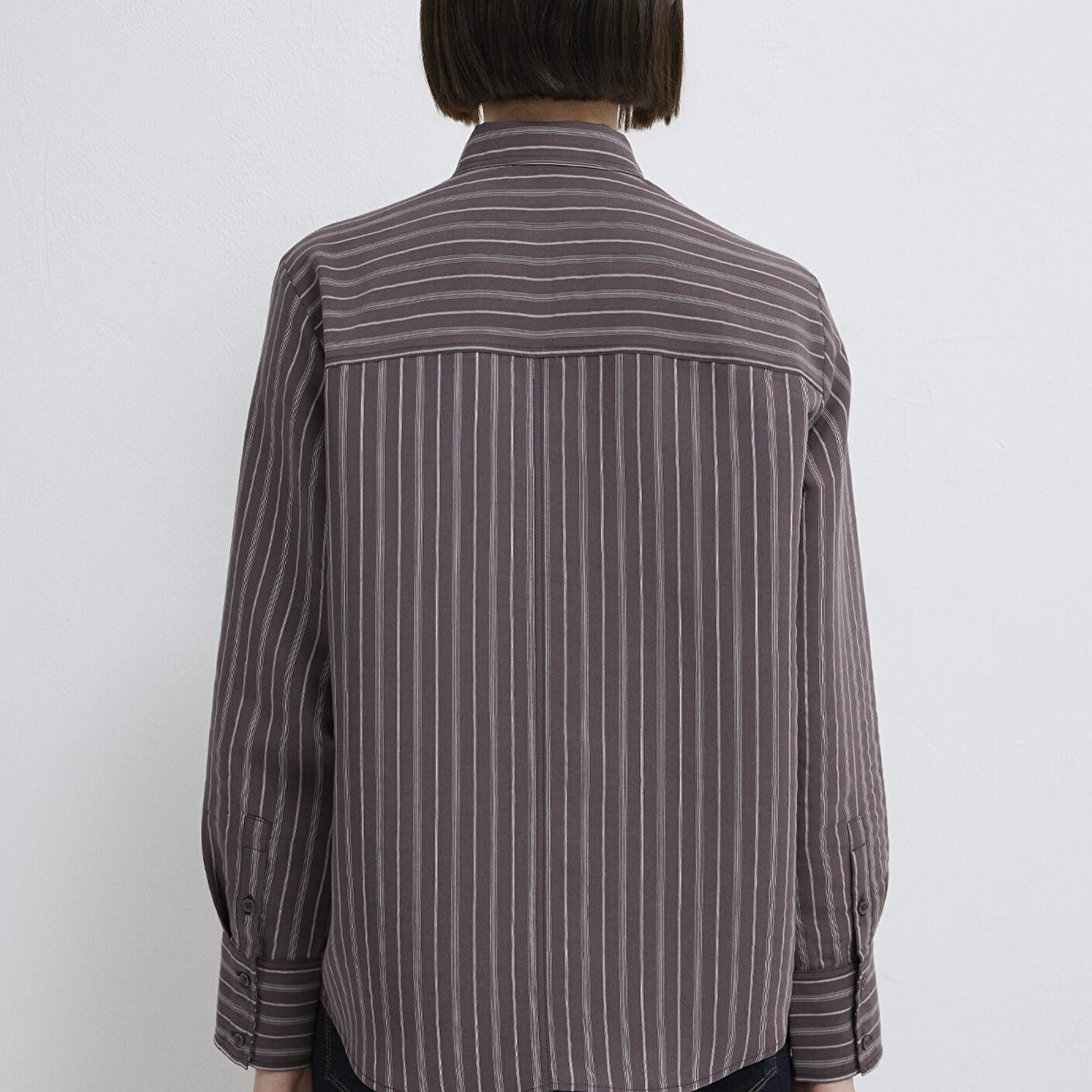 Mavi Mor (TENCEL™) Liyosel Gömlek Loose Fit / Bol Rahat Kesim 1211373-91534