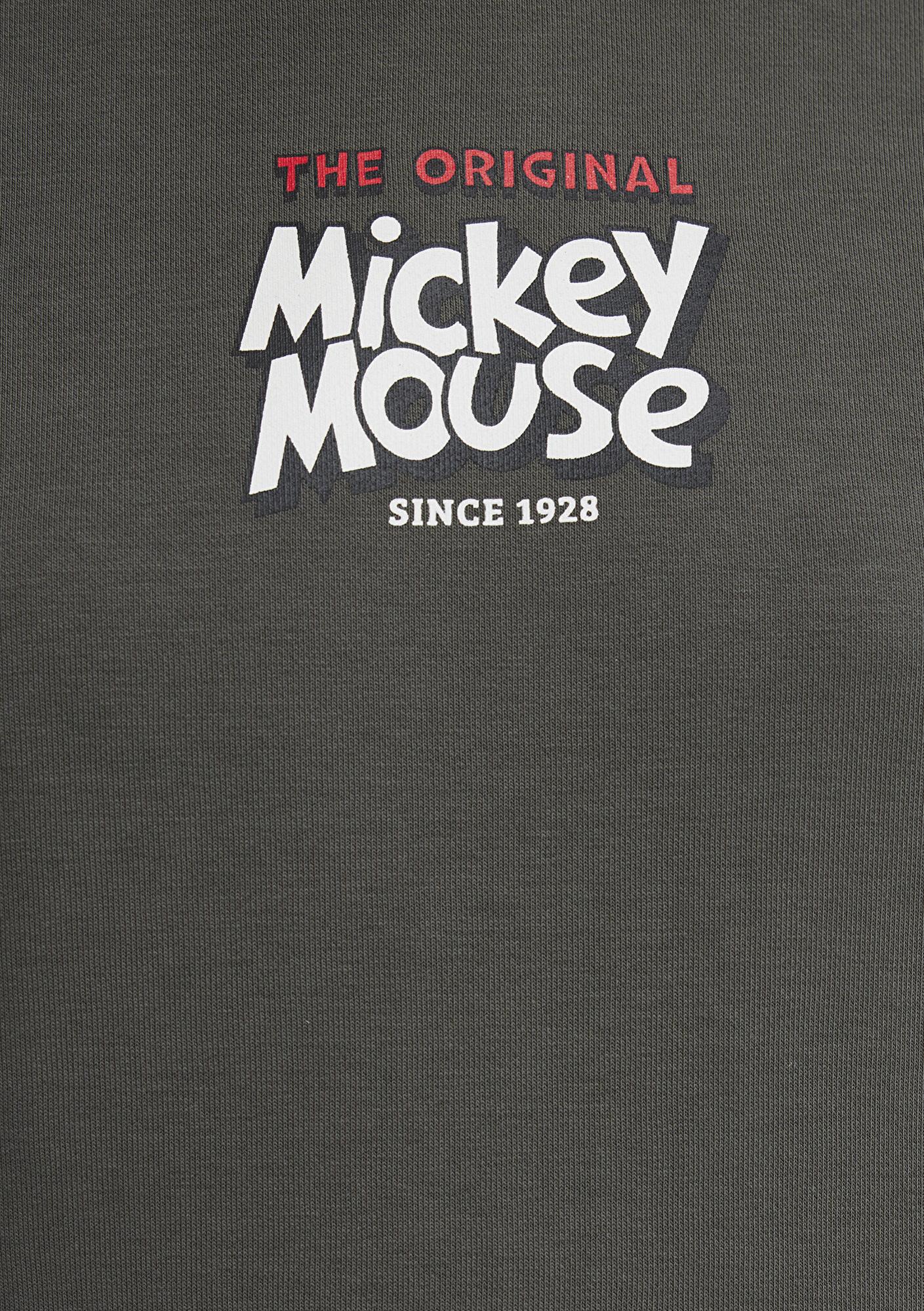 Mavi Mickey Mouse Sırt Baskılı Haki Sweatshirt 1S10521-71553