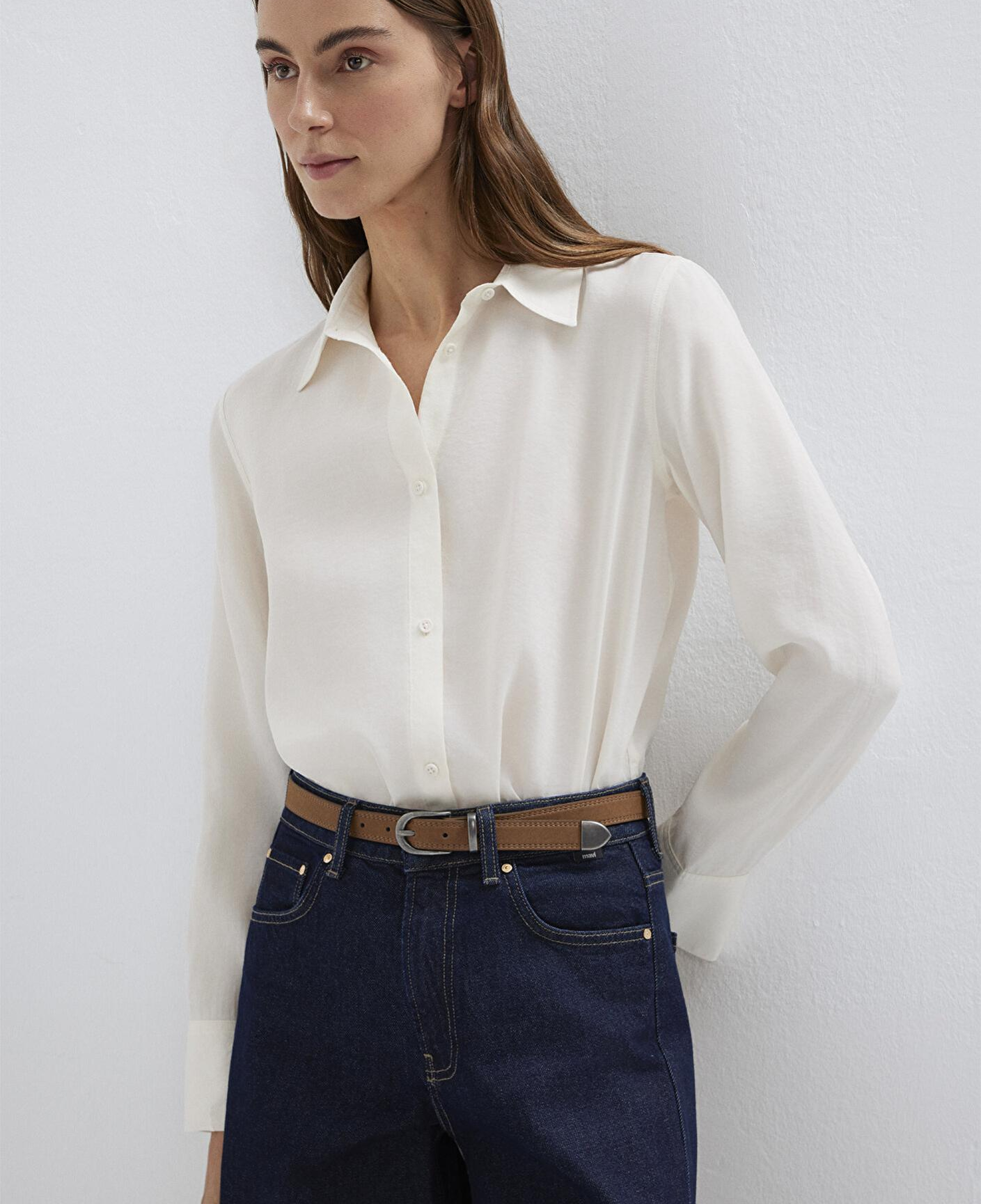 Mavi (TENCEL™) Liyosel Karışımlı Ekru Gömlek Regular Fit / Normal Kesim 1211374-70057