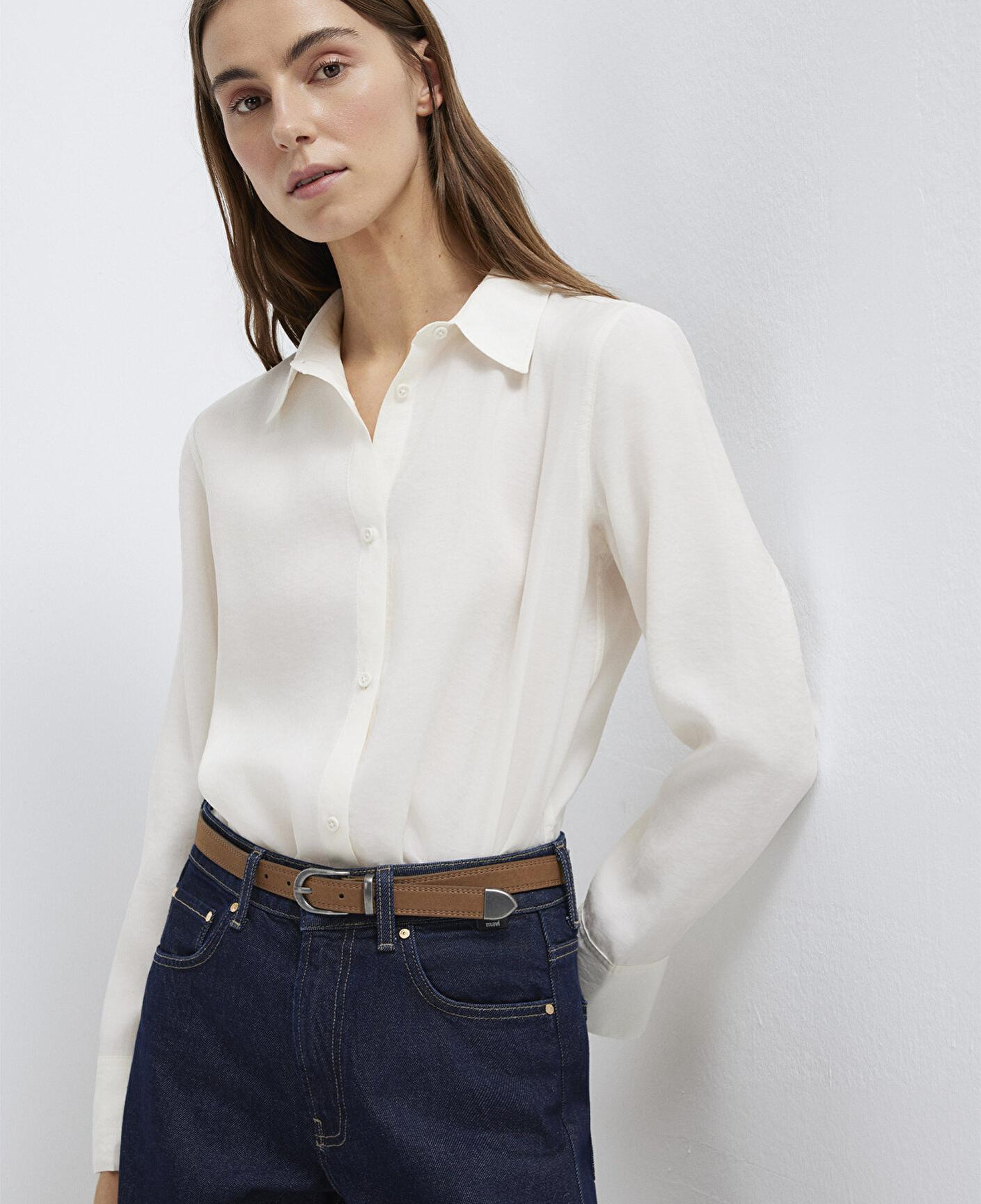 Mavi (TENCEL™) Liyosel Karışımlı Ekru Gömlek Regular Fit / Normal Kesim 1211374-70057