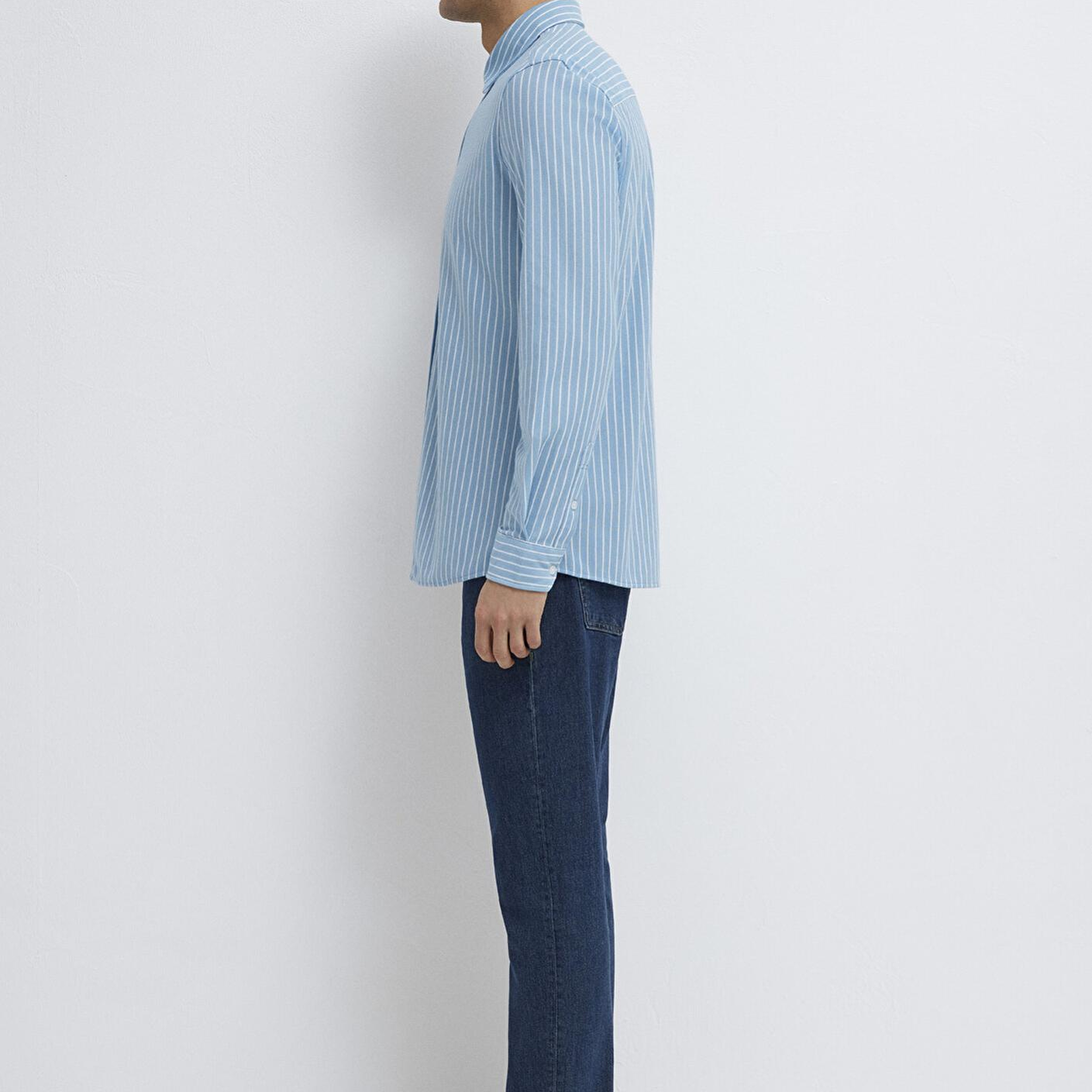 Mavi Çizgili Mavi Gömlek Slim Fit / Dar Kesim 0211404-91579