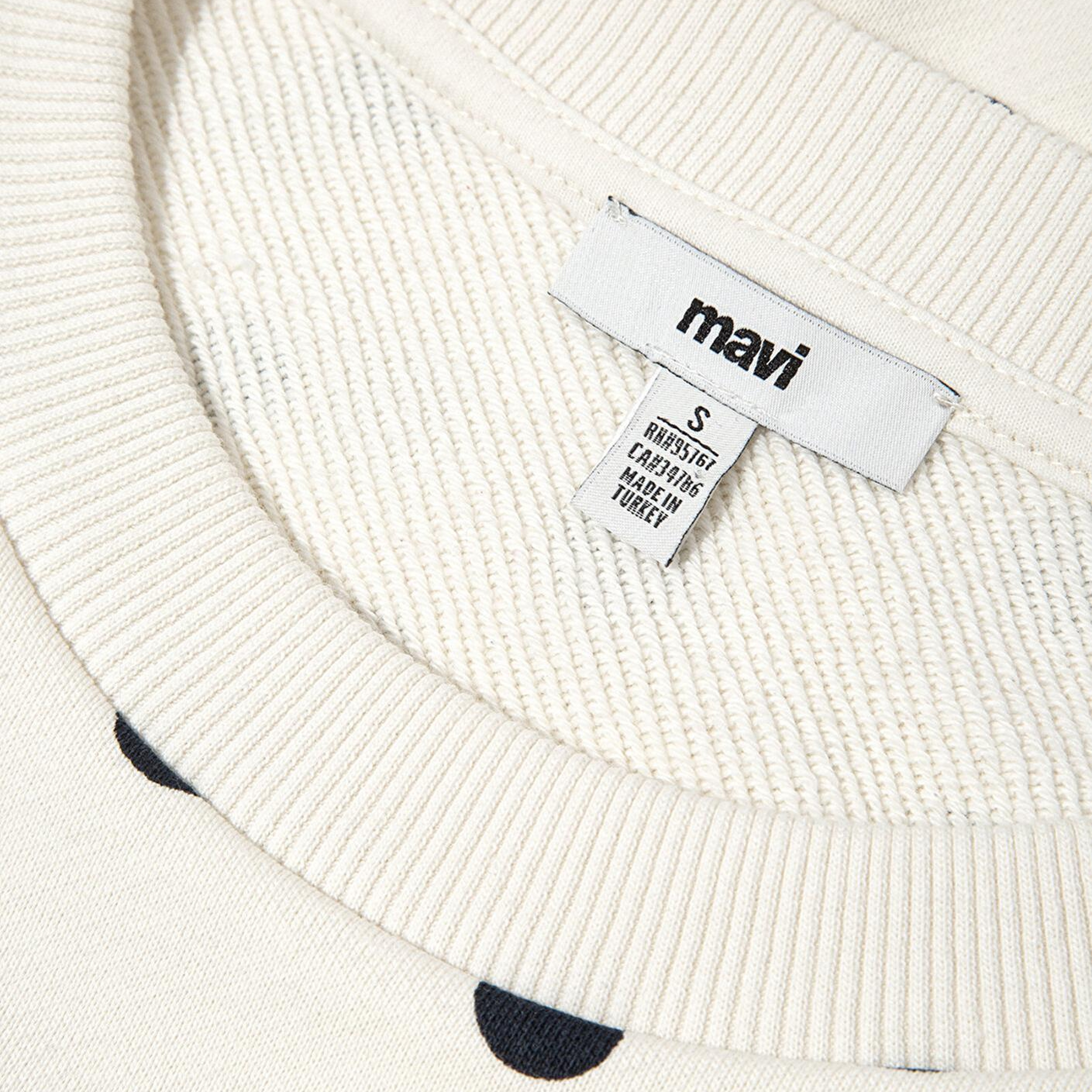 Mavi Lacivert Puantiyeli Ekru Sweatshirt 1S10534-91576