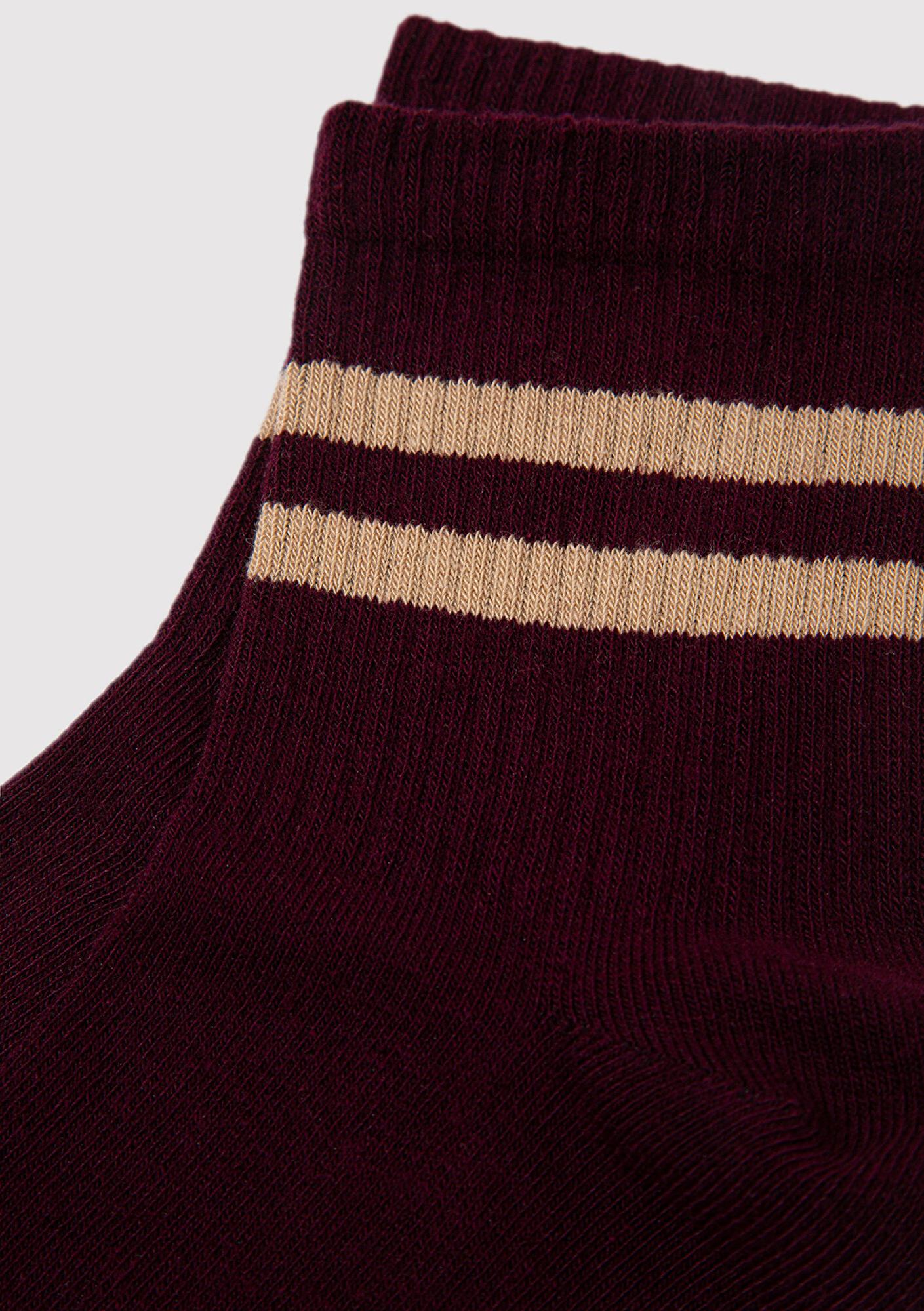 Mavi Çizgi Detaylı Bordo Soket Çorap 0911594-34965