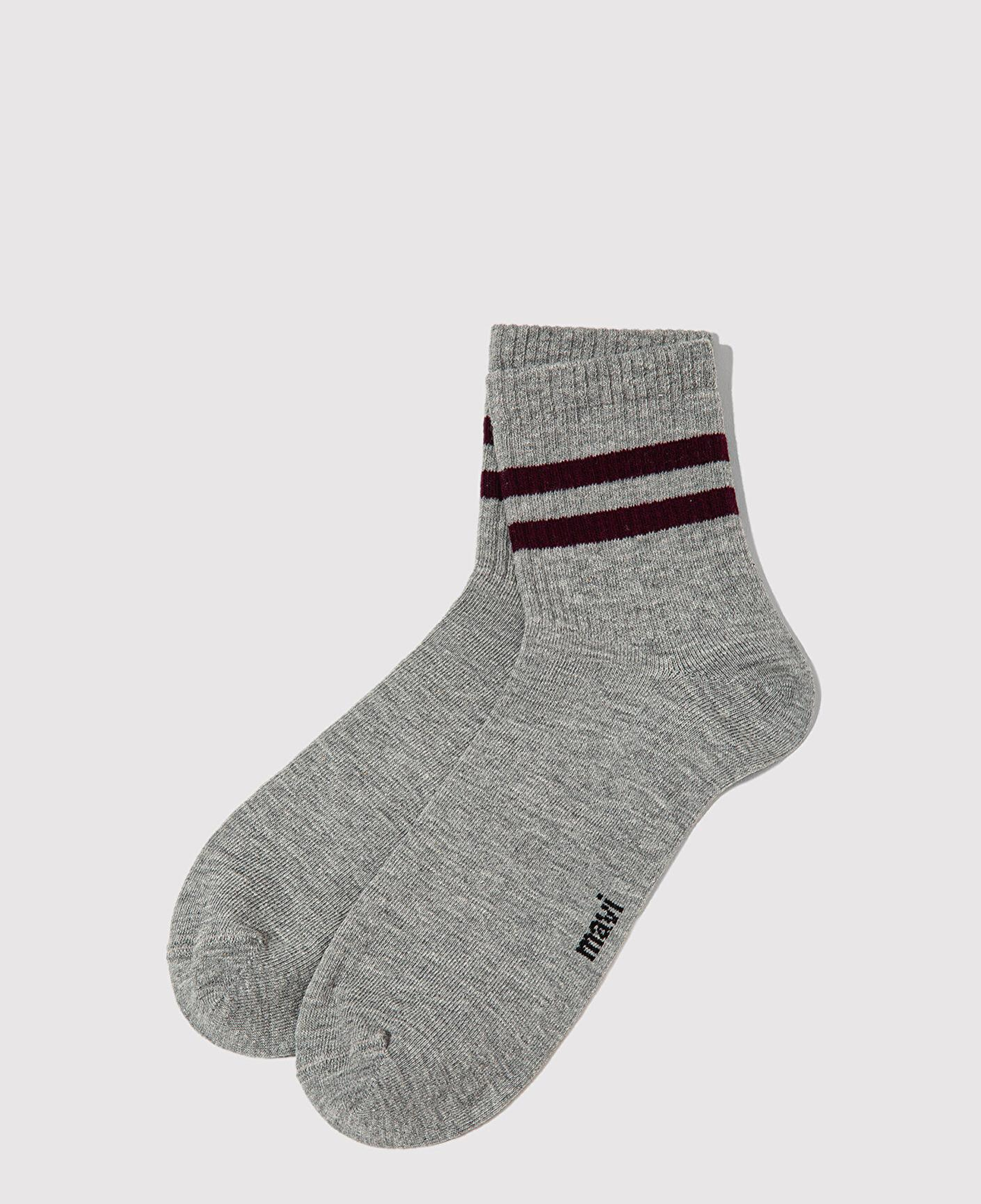 Mavi Çizgi Detaylı Gri Soket Çorap 0911594-24386