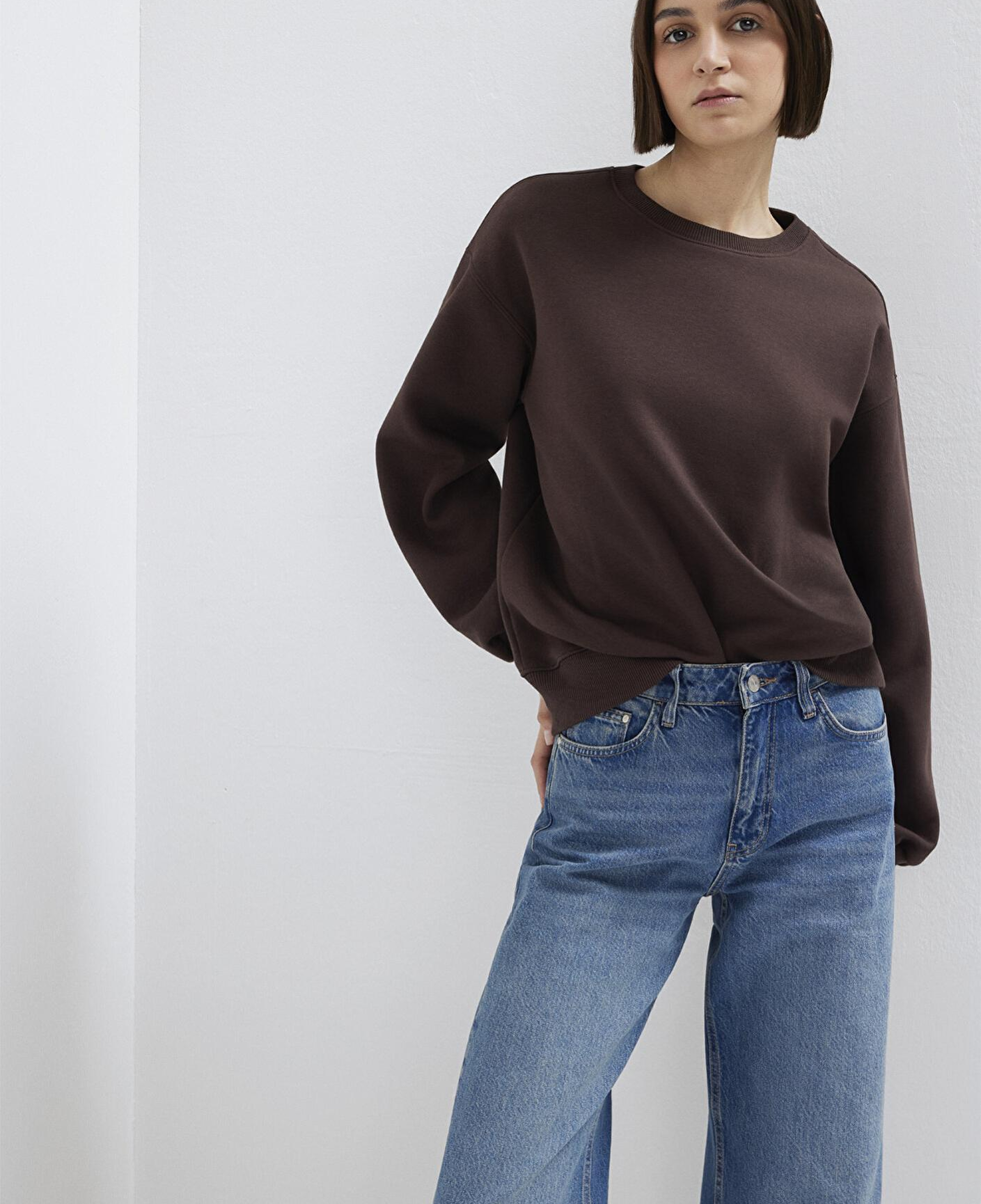 Mavi Bisiklet Yaka Kahverengi Sweatshirt 1610198-70240