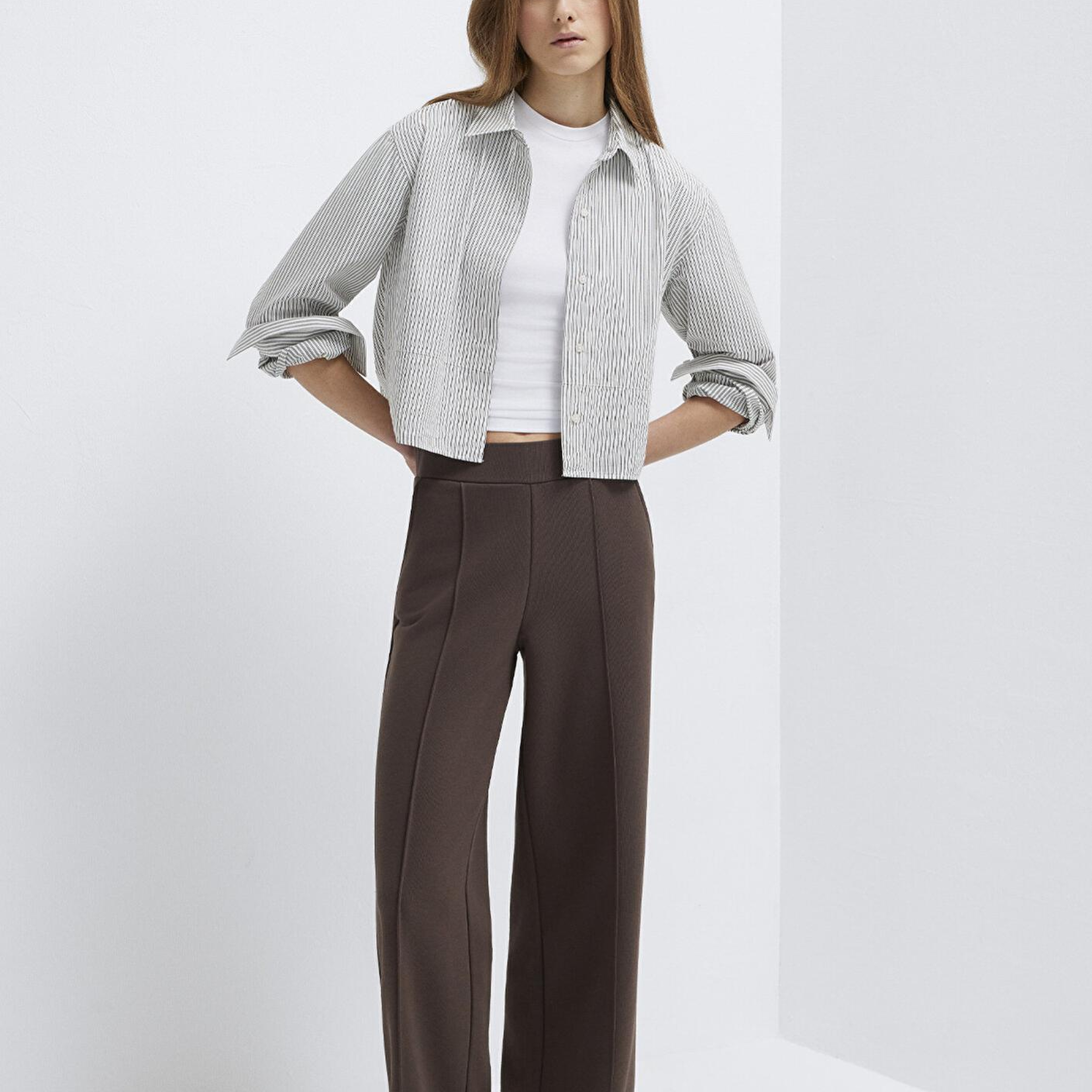 Mavi Kahverengi Geniş Paça Pantolon 1011156-71603