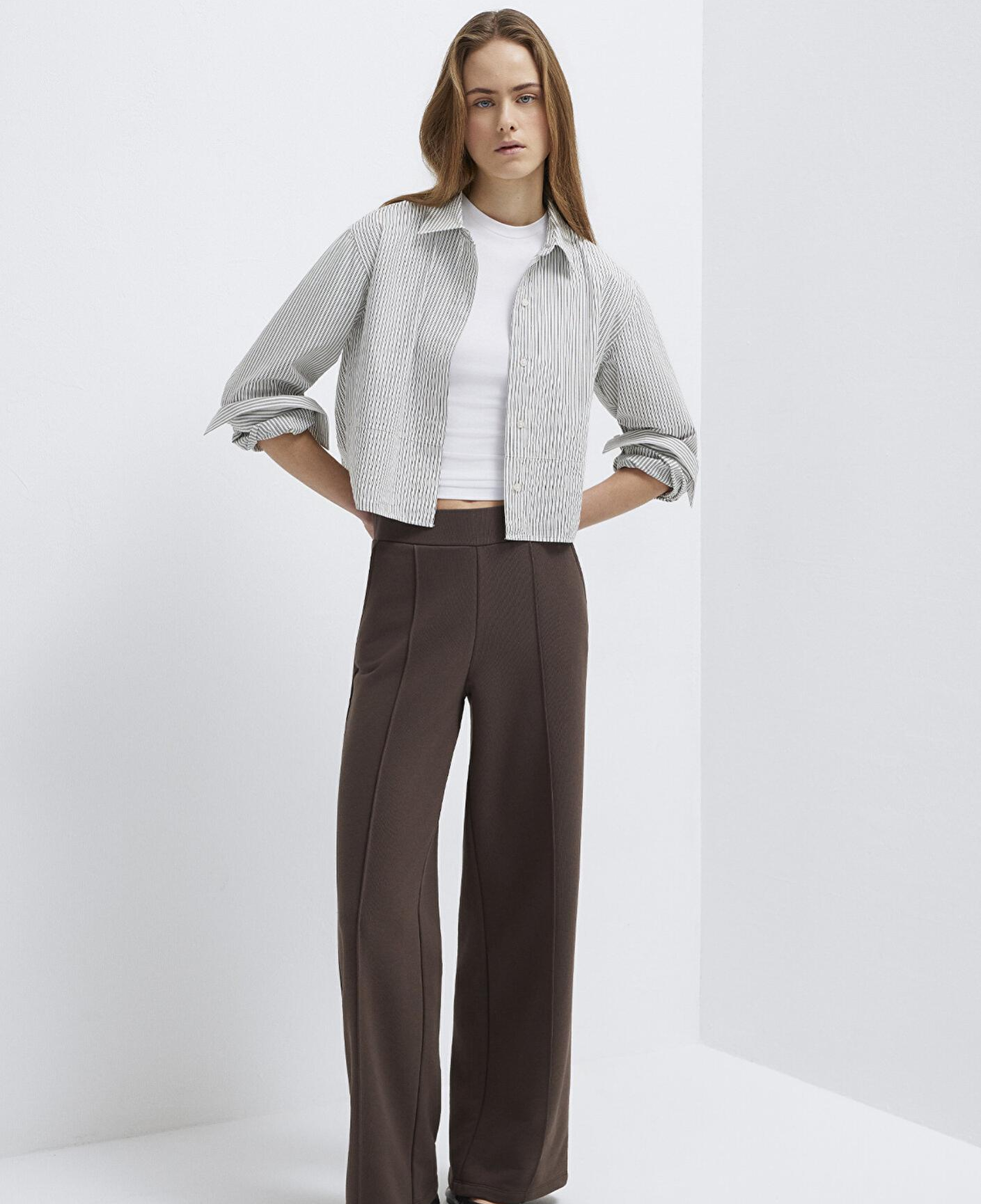 Mavi Kahverengi Geniş Paça Pantolon 1011156-71603