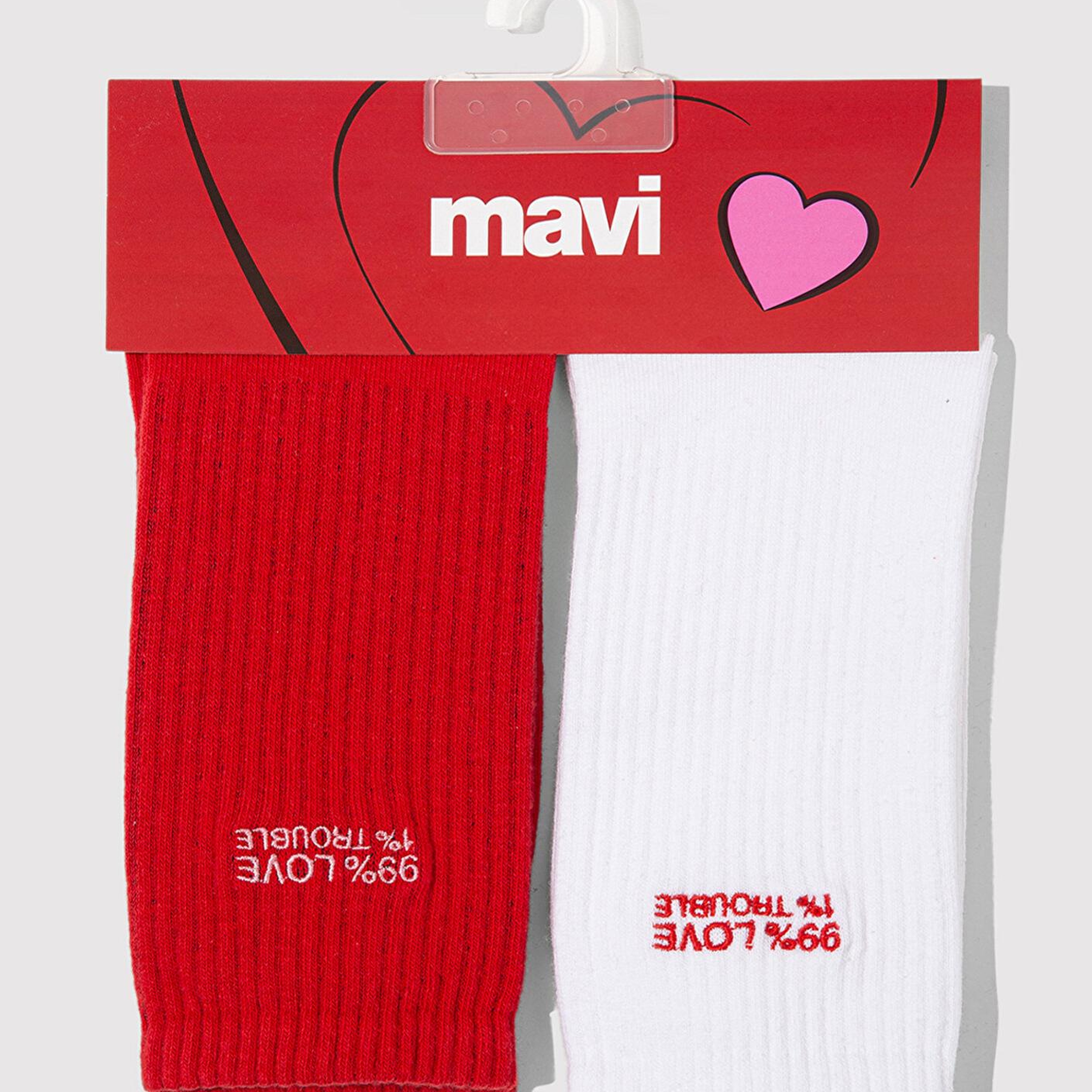 Mavi 2li Love Trouble Baskılı Soket Çorap 0912418-620