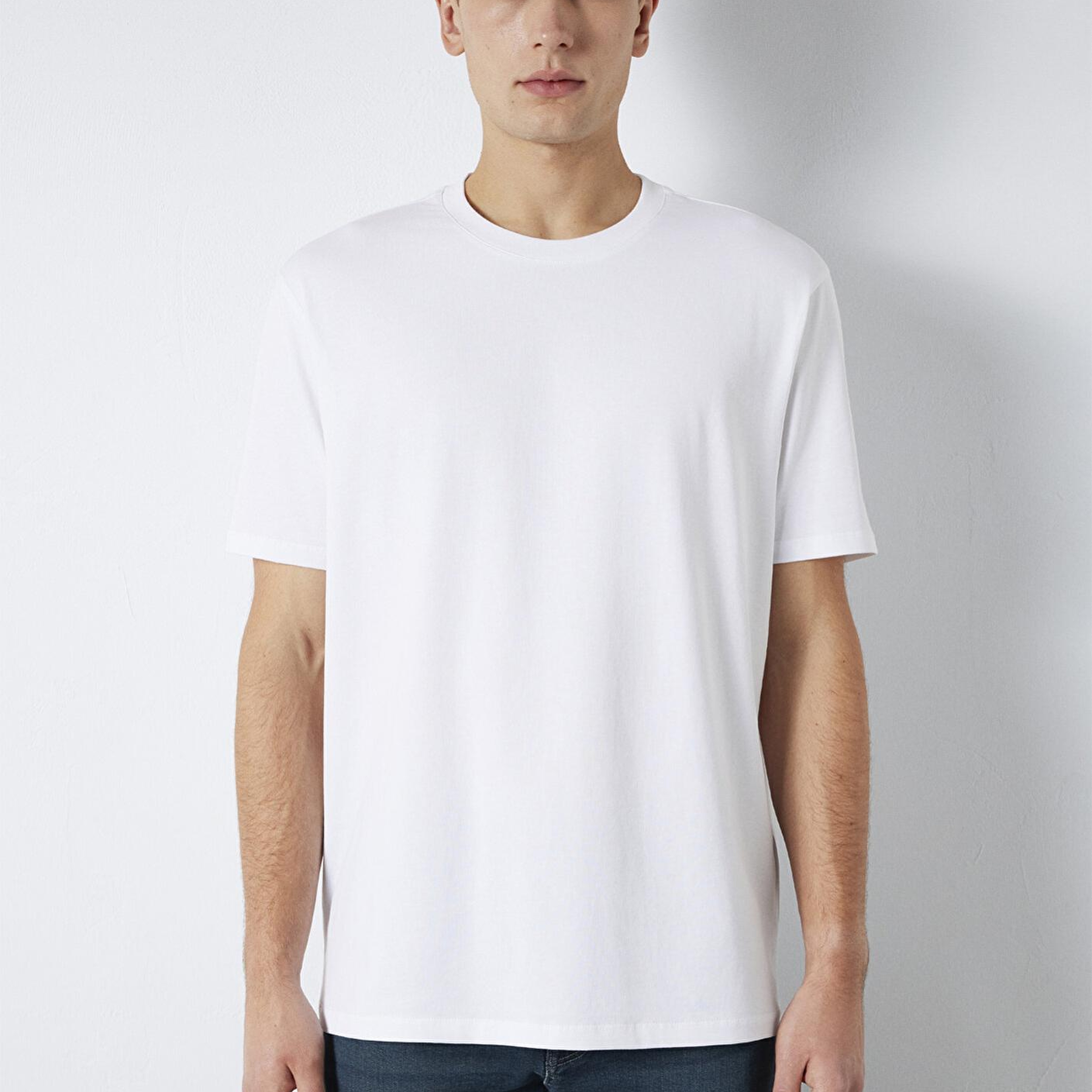 Mavi Beyaz Basic Tişört Loose Fit / Bol Rahat Kesim 0613199-620