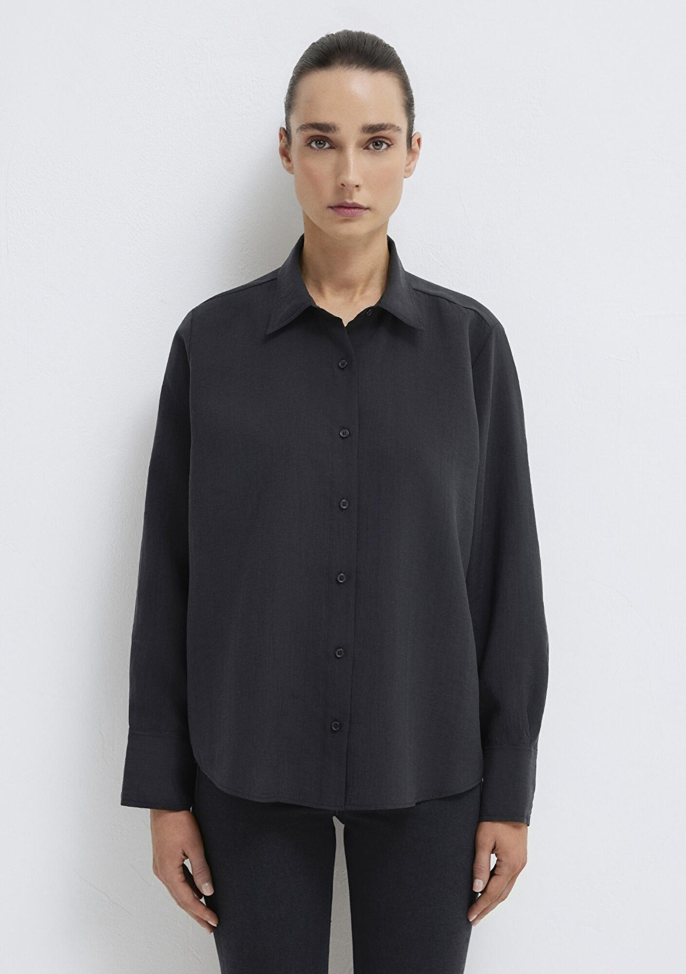 Mavi Siyah (TENCEL™) Gömlek Loose Fit / Bol Rahat Kesim 1211373-900