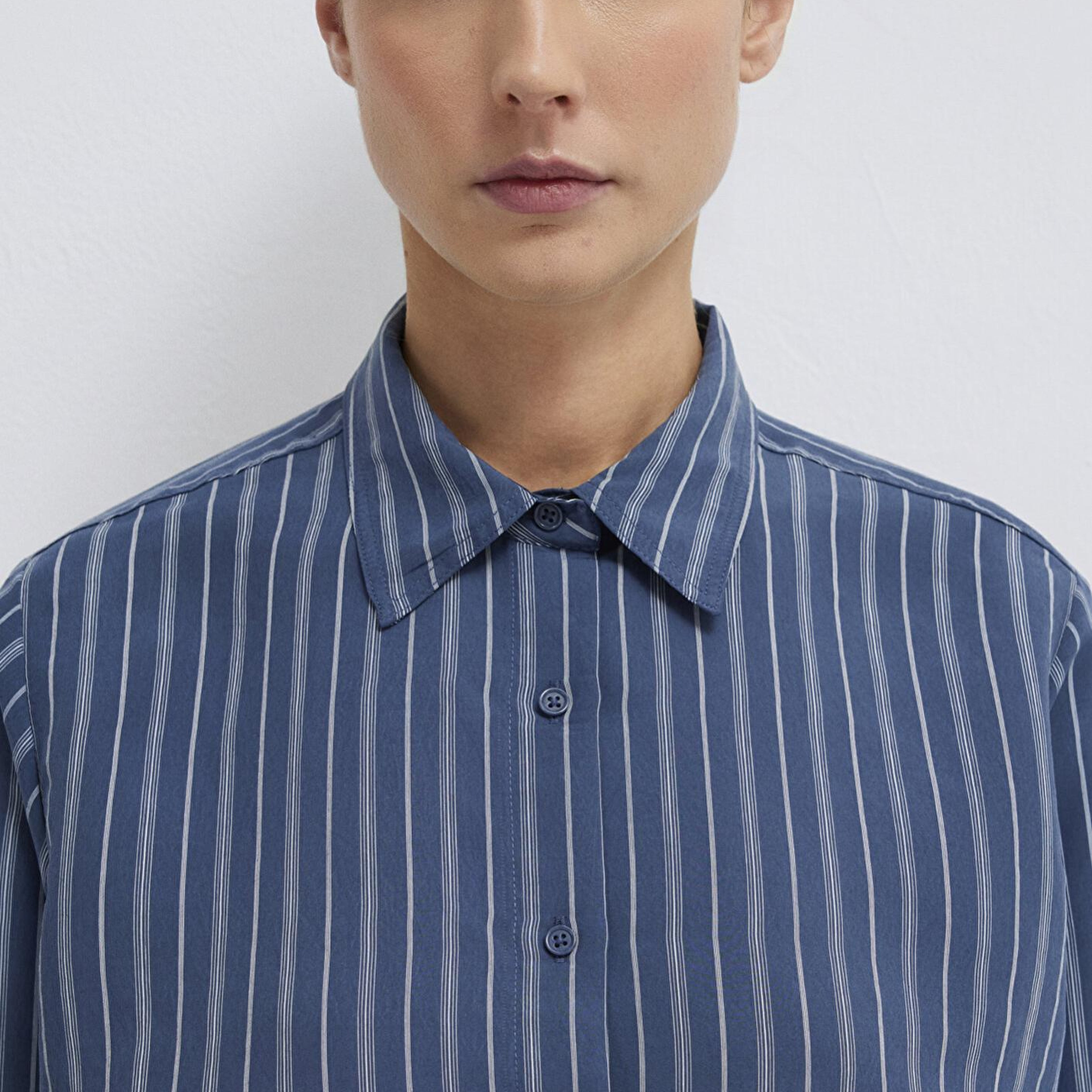 Mavi Çizgili (TENCEL™) Gömlek Loose Fit / Bol Rahat Kesim 1211373-91385