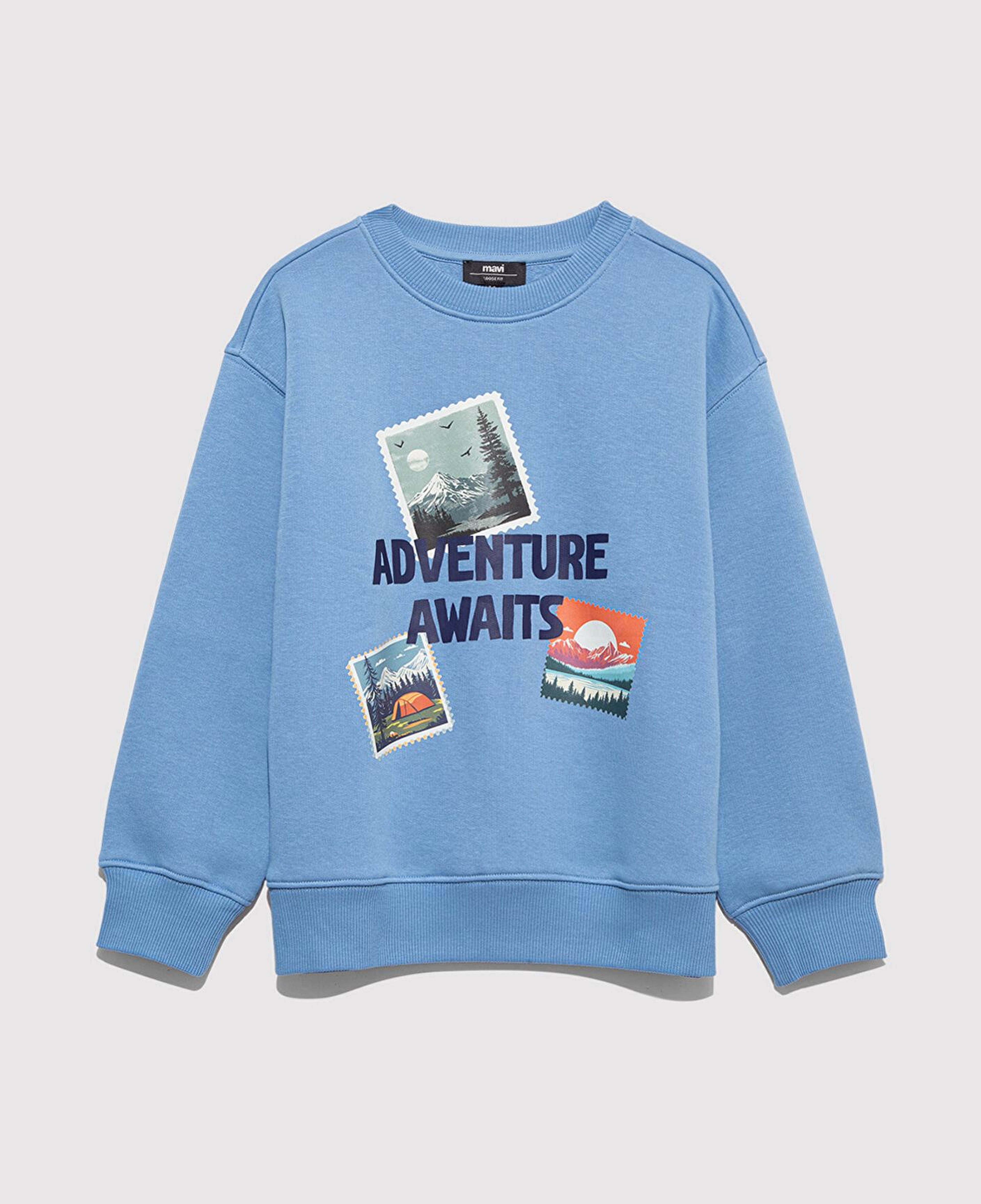 Mavi Adventure Awaits Baskılı Mavi Sweatshirt 6S10146-70724