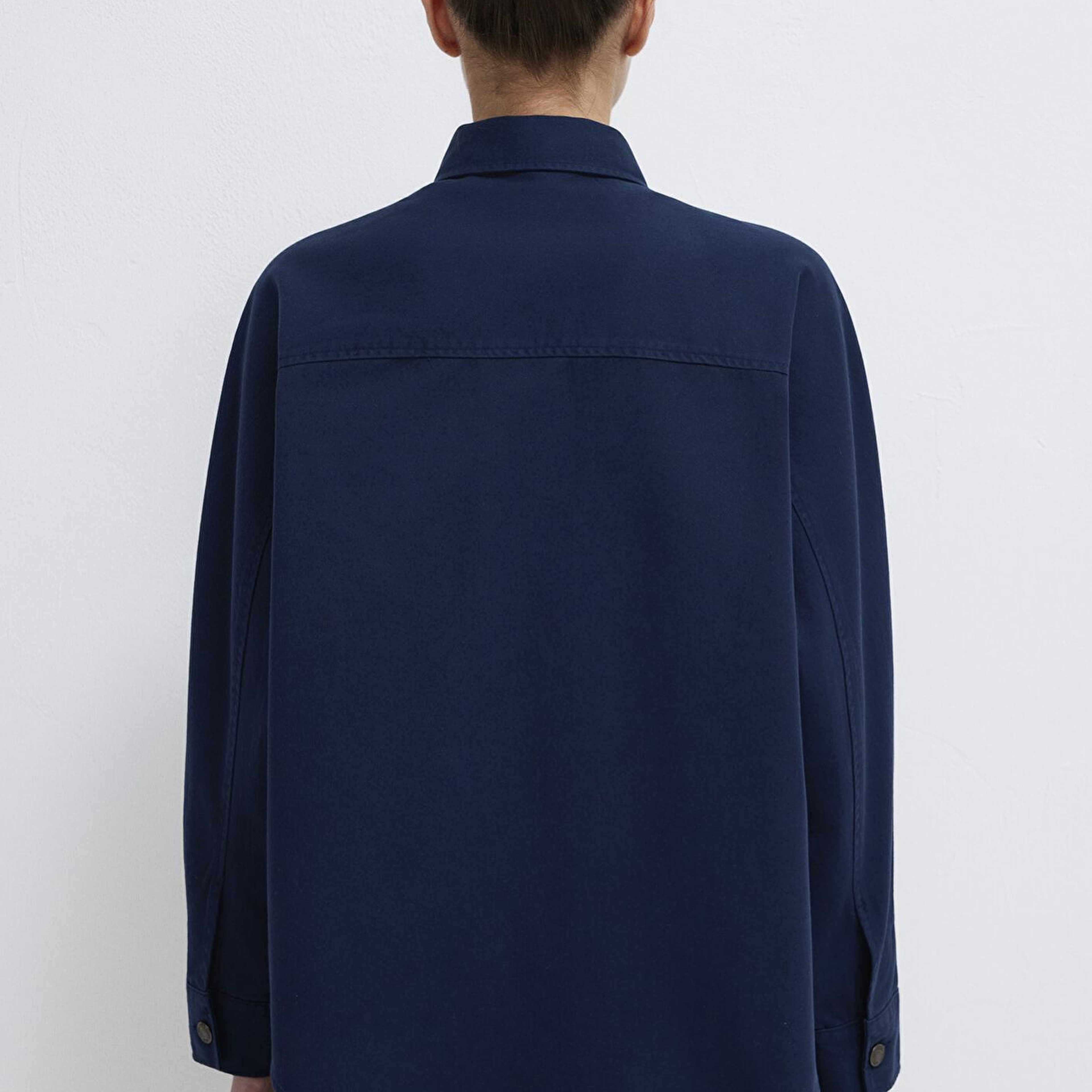 Mavi Cep Detaylı Lacivert Gömlek Oversize / Geniş Kesim 1211181-82318