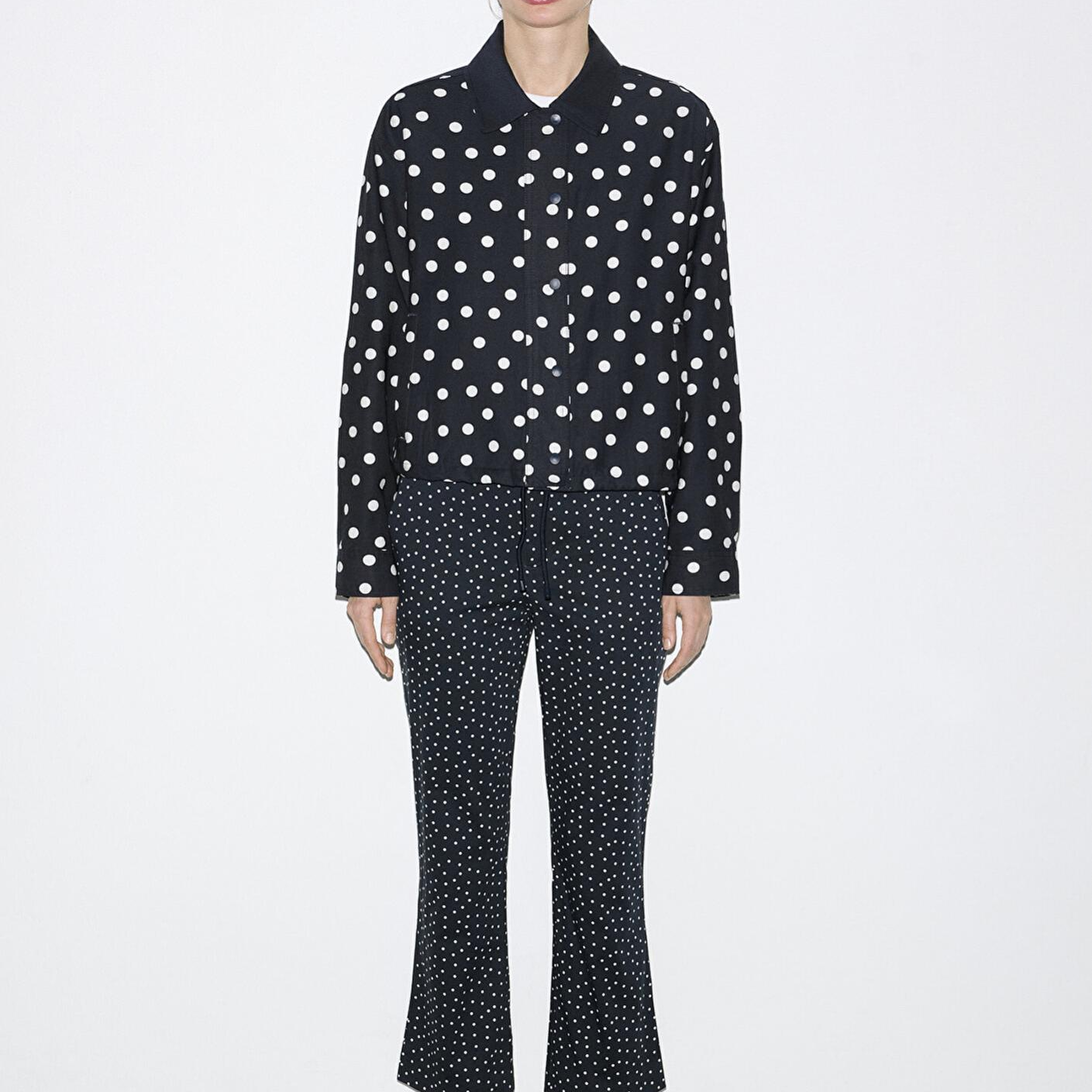 Mavi Puantiyeli Lacivert İnce Ceket Oversize / Geniş Kesim 1211514-91574