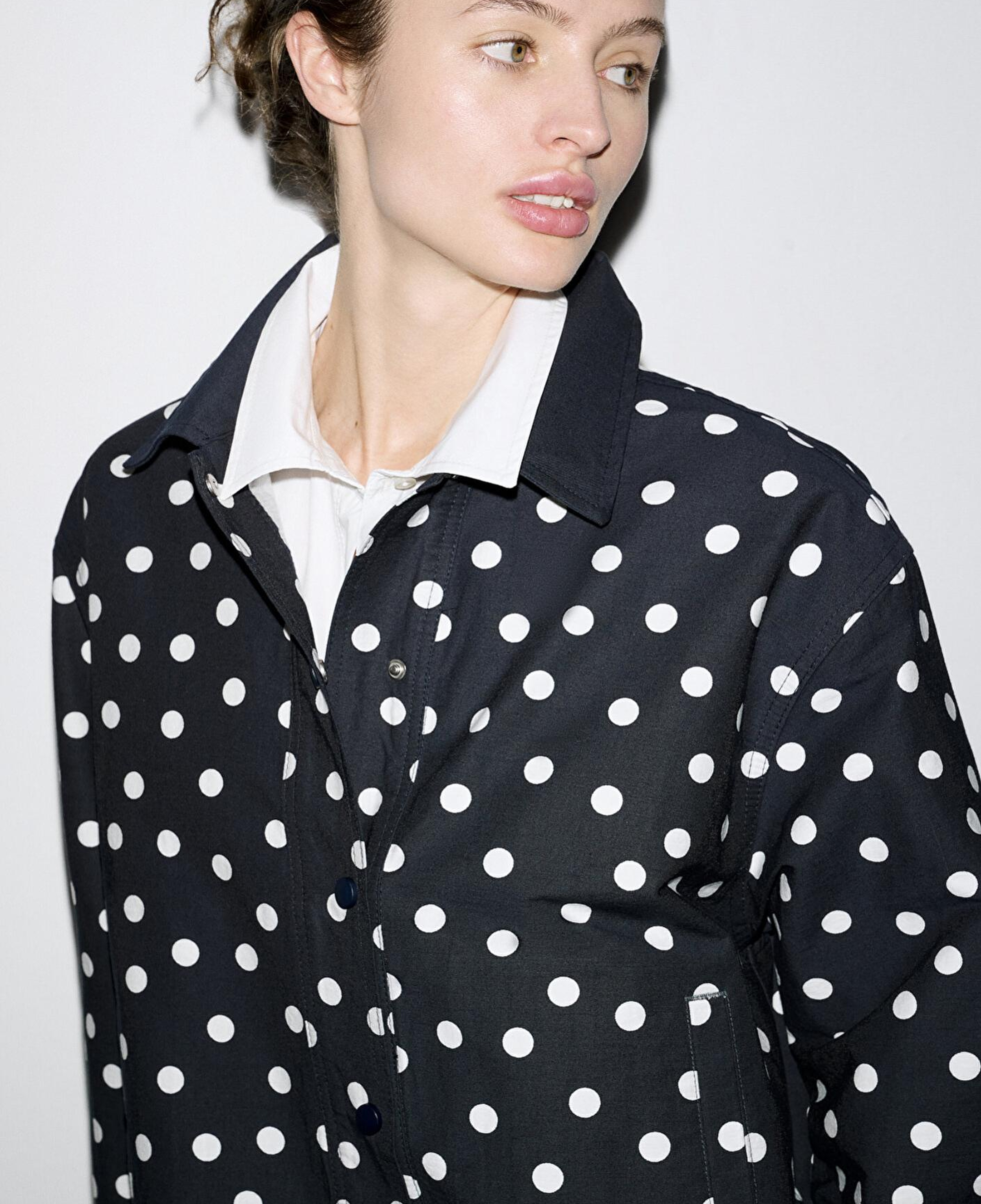 Mavi Puantiyeli Lacivert İnce Ceket Oversize / Geniş Kesim 1211514-91574