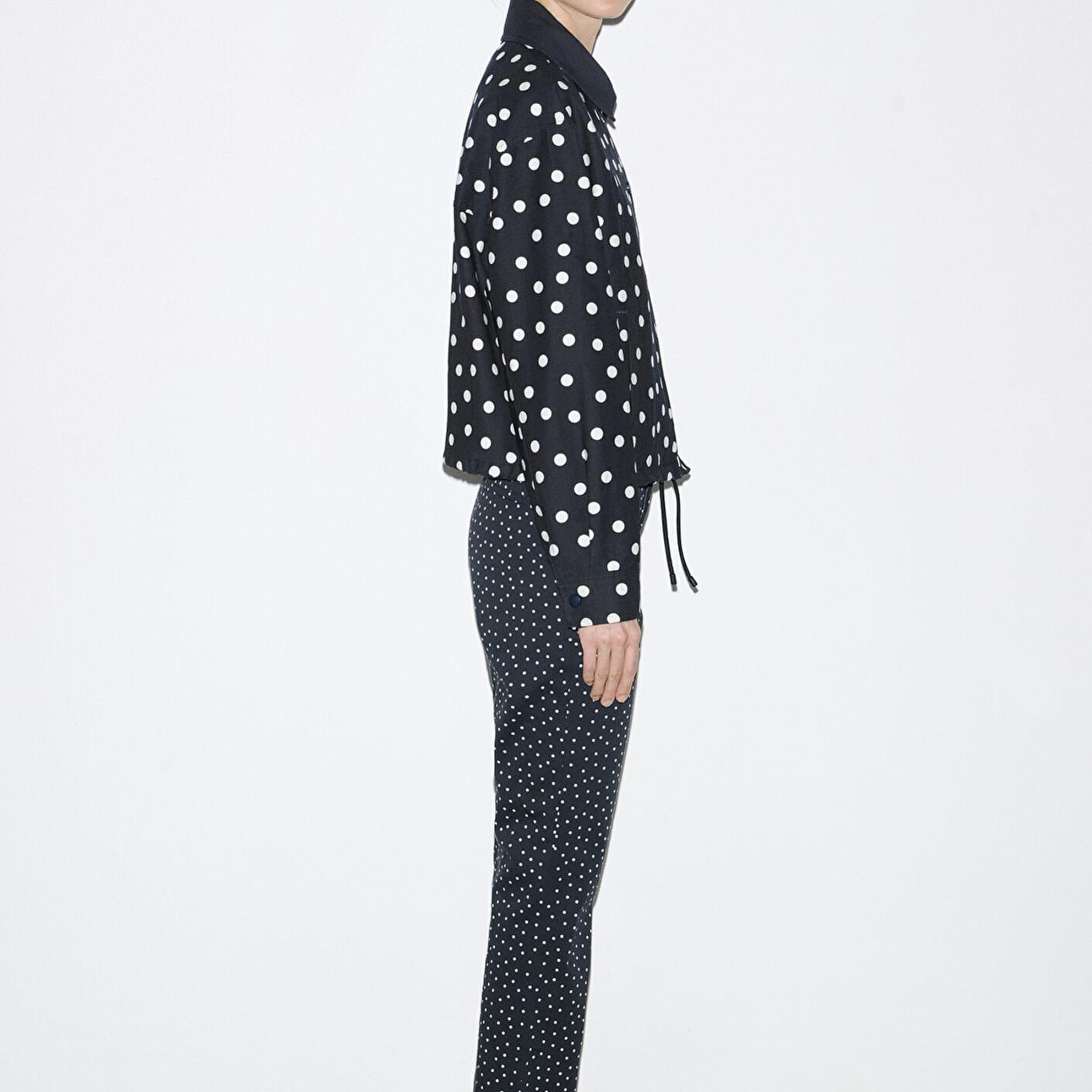 Mavi Puantiyeli Lacivert İnce Ceket Oversize / Geniş Kesim 1211514-91574