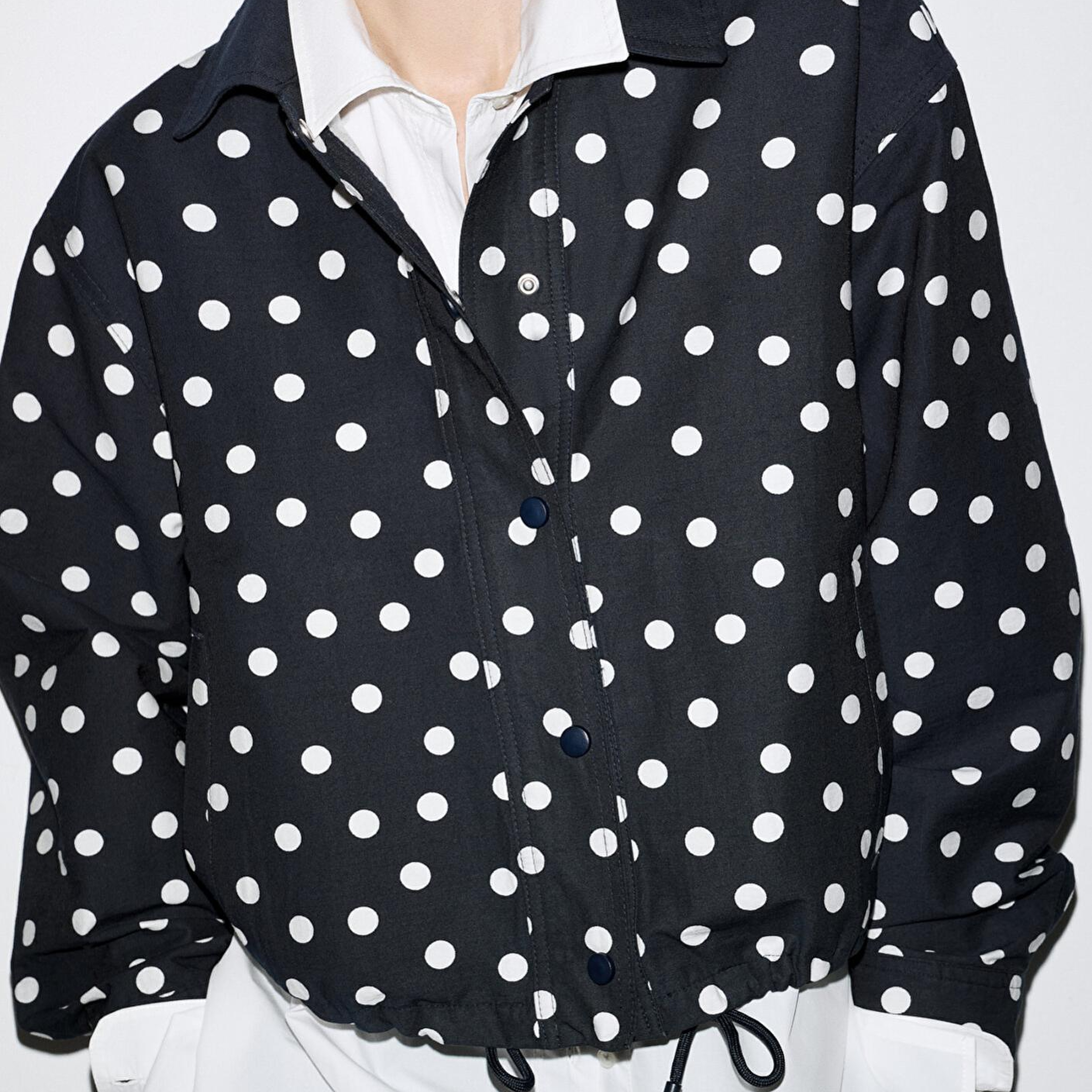 Mavi Puantiyeli Lacivert İnce Ceket Oversize / Geniş Kesim 1211514-91574