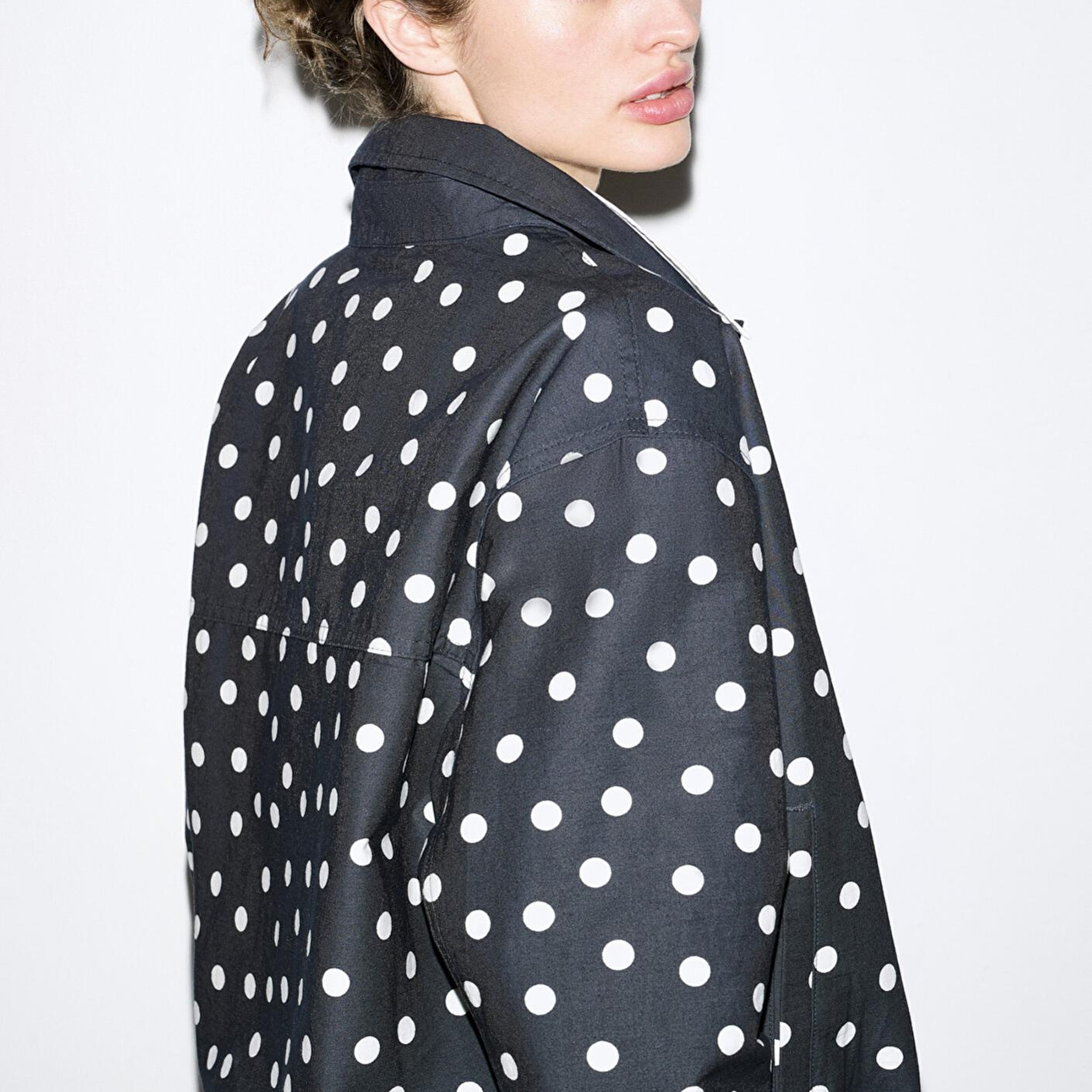 Mavi Puantiyeli Lacivert İnce Ceket Oversize / Geniş Kesim 1211514-91574