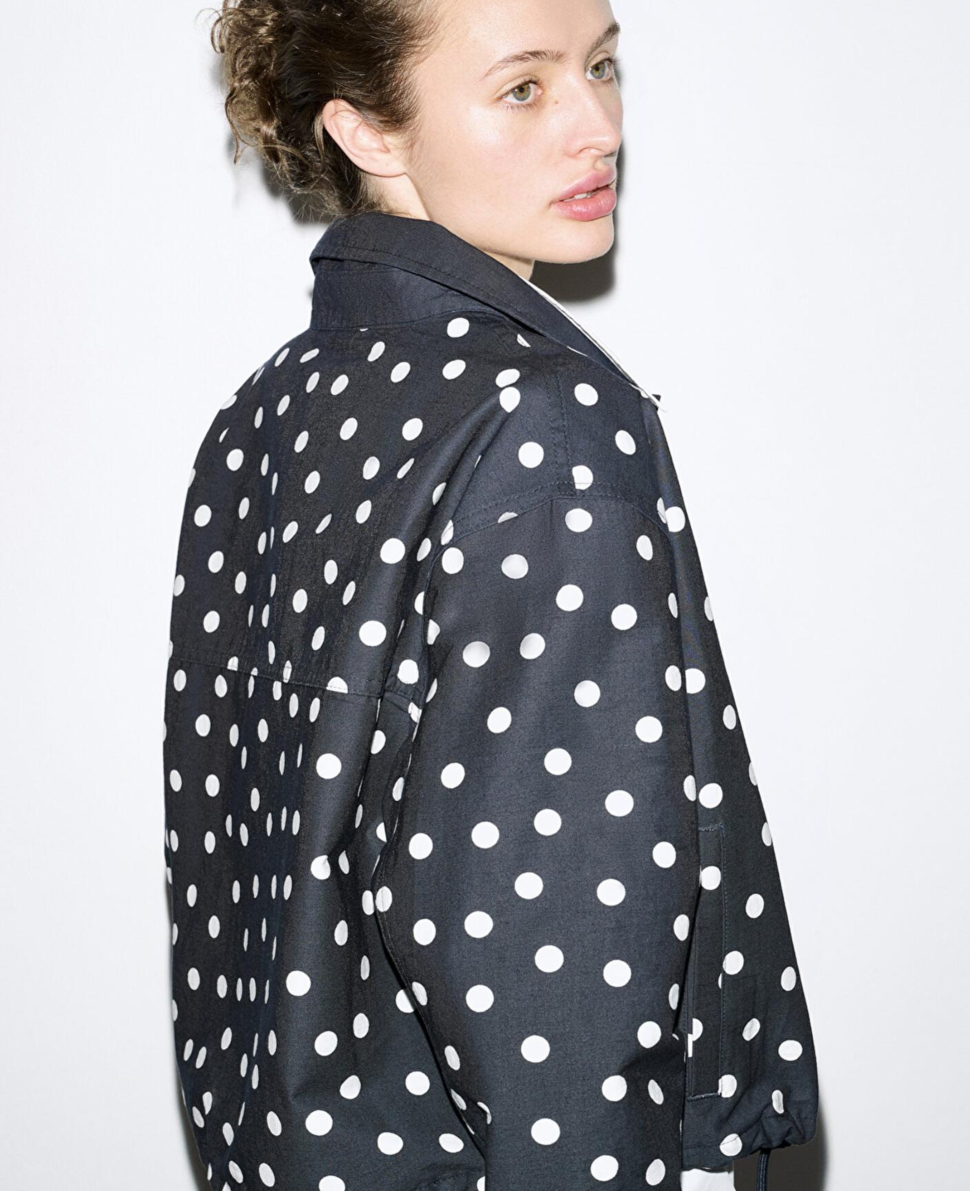 Mavi Puantiyeli Lacivert İnce Ceket Oversize / Geniş Kesim 1211514-91574