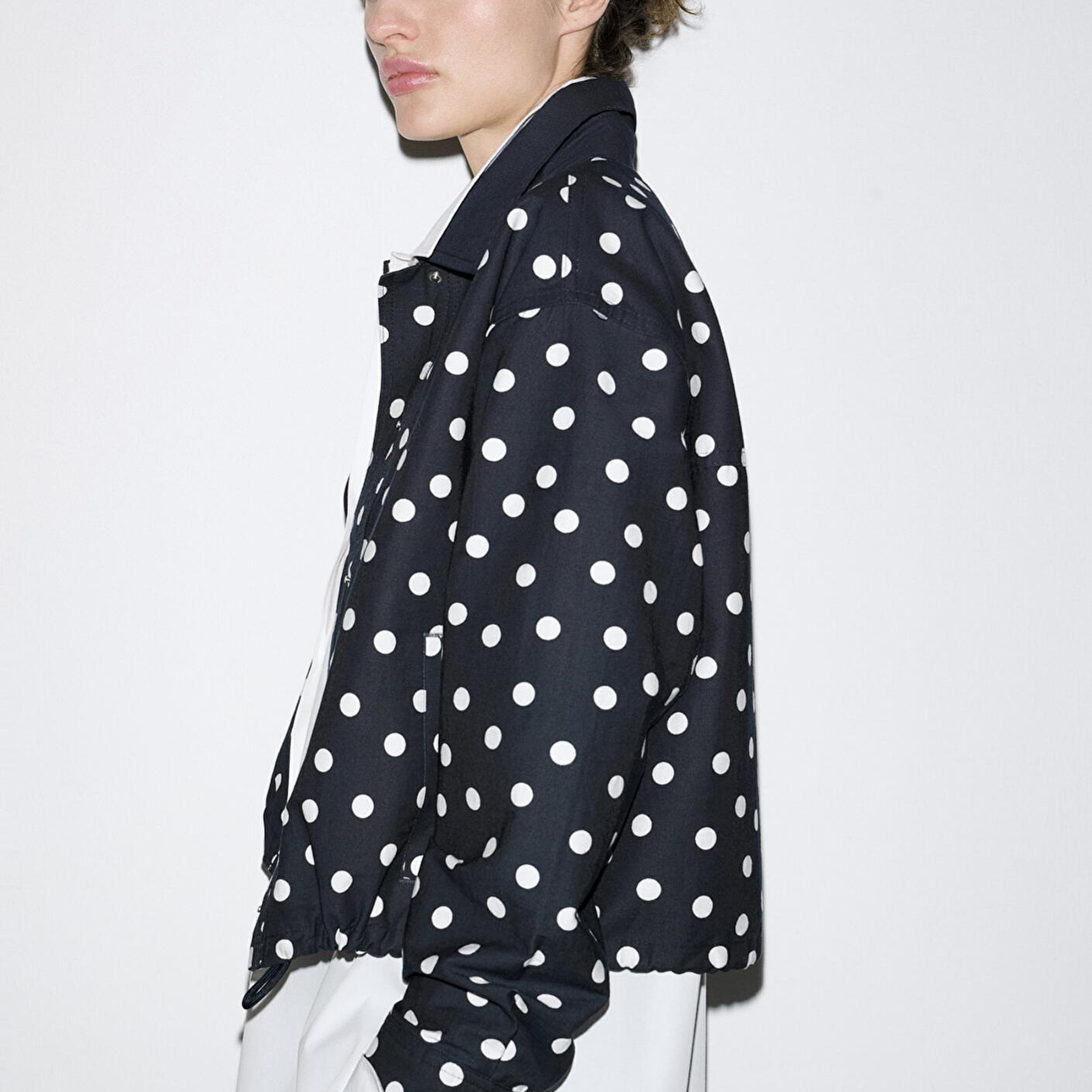 Mavi Puantiyeli Lacivert İnce Ceket Oversize / Geniş Kesim 1211514-91574