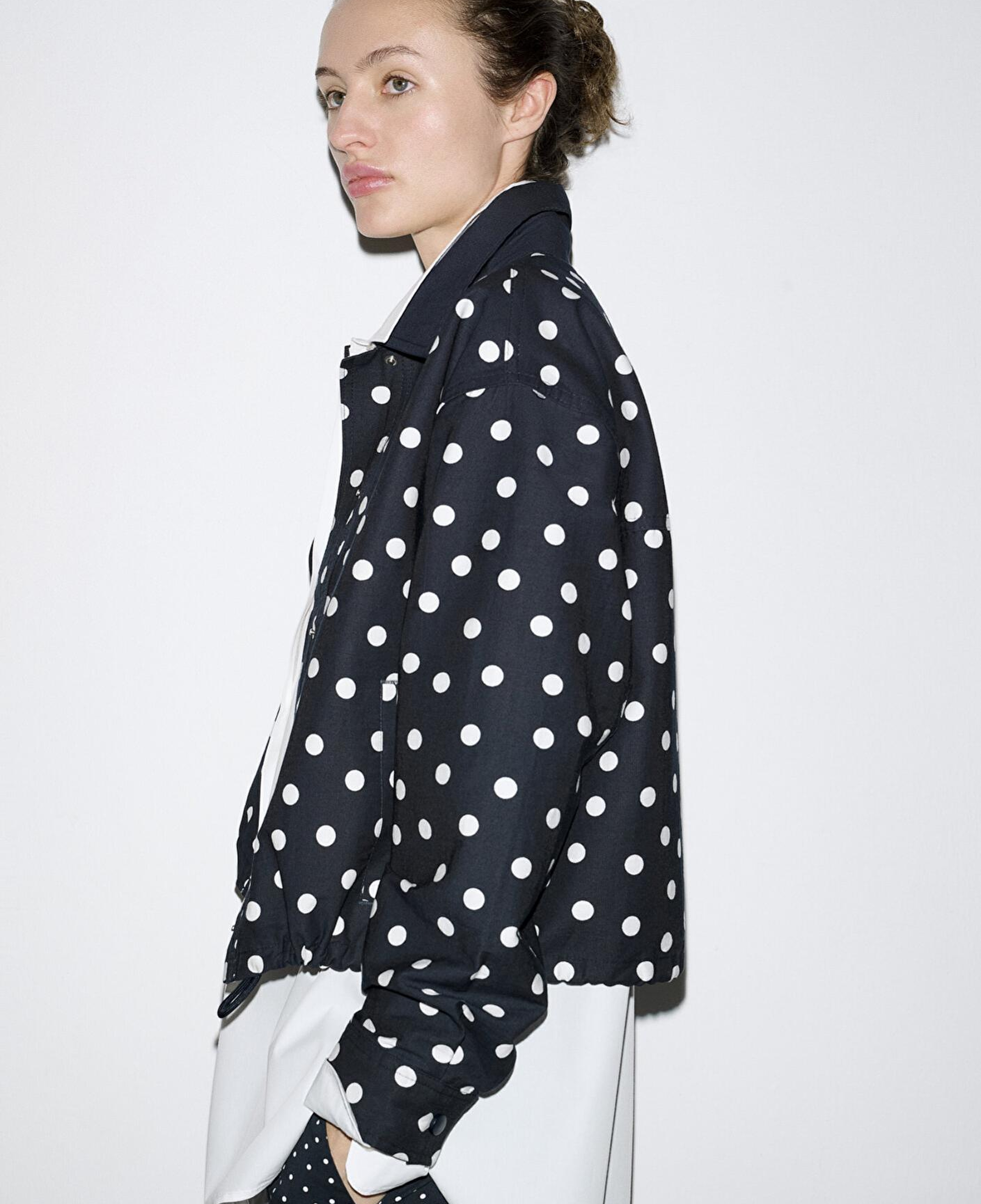 Mavi Puantiyeli Lacivert İnce Ceket Oversize / Geniş Kesim 1211514-91574