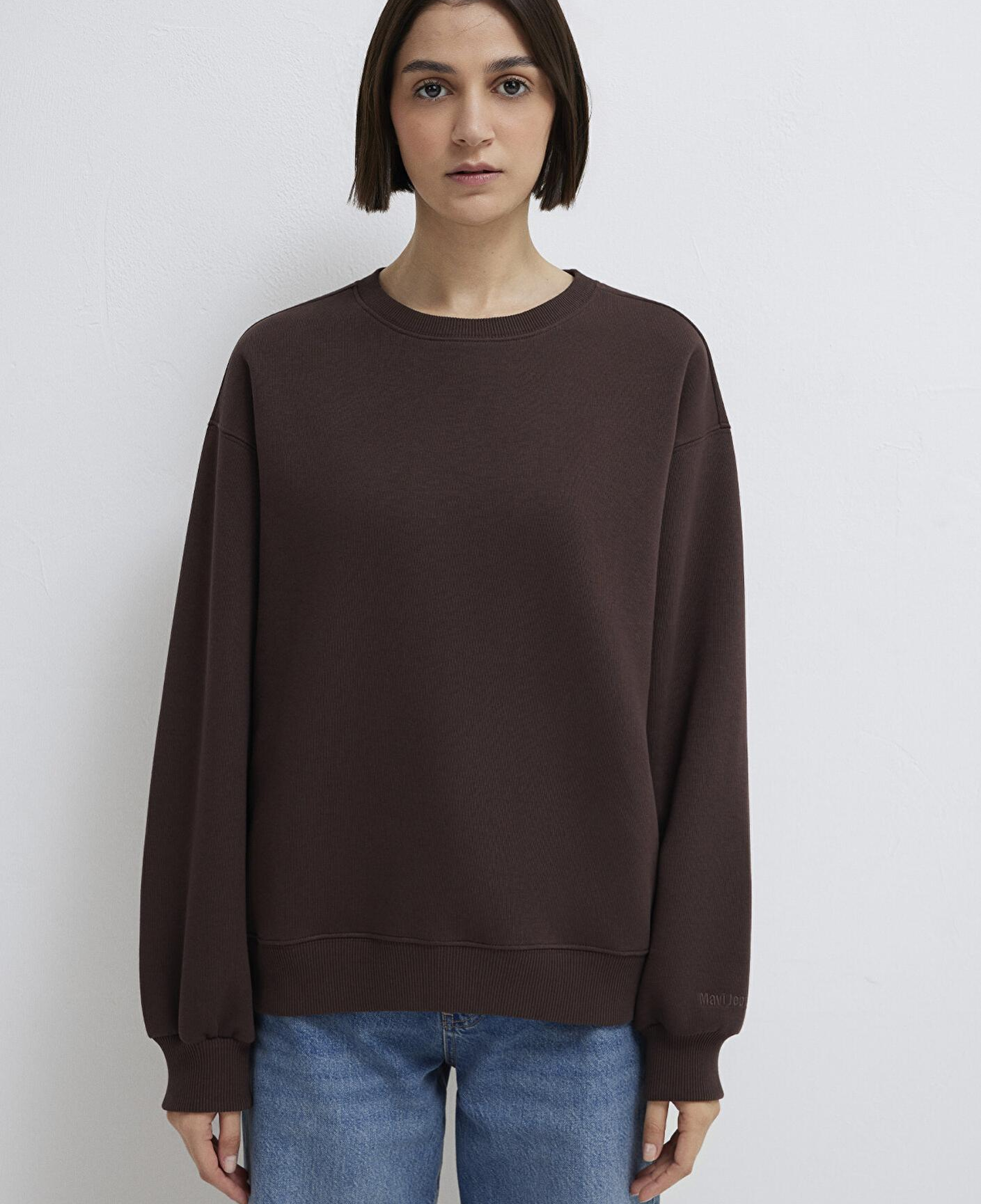 Mavi Bisiklet Yaka Kahverengi Sweatshirt 1610198-70240