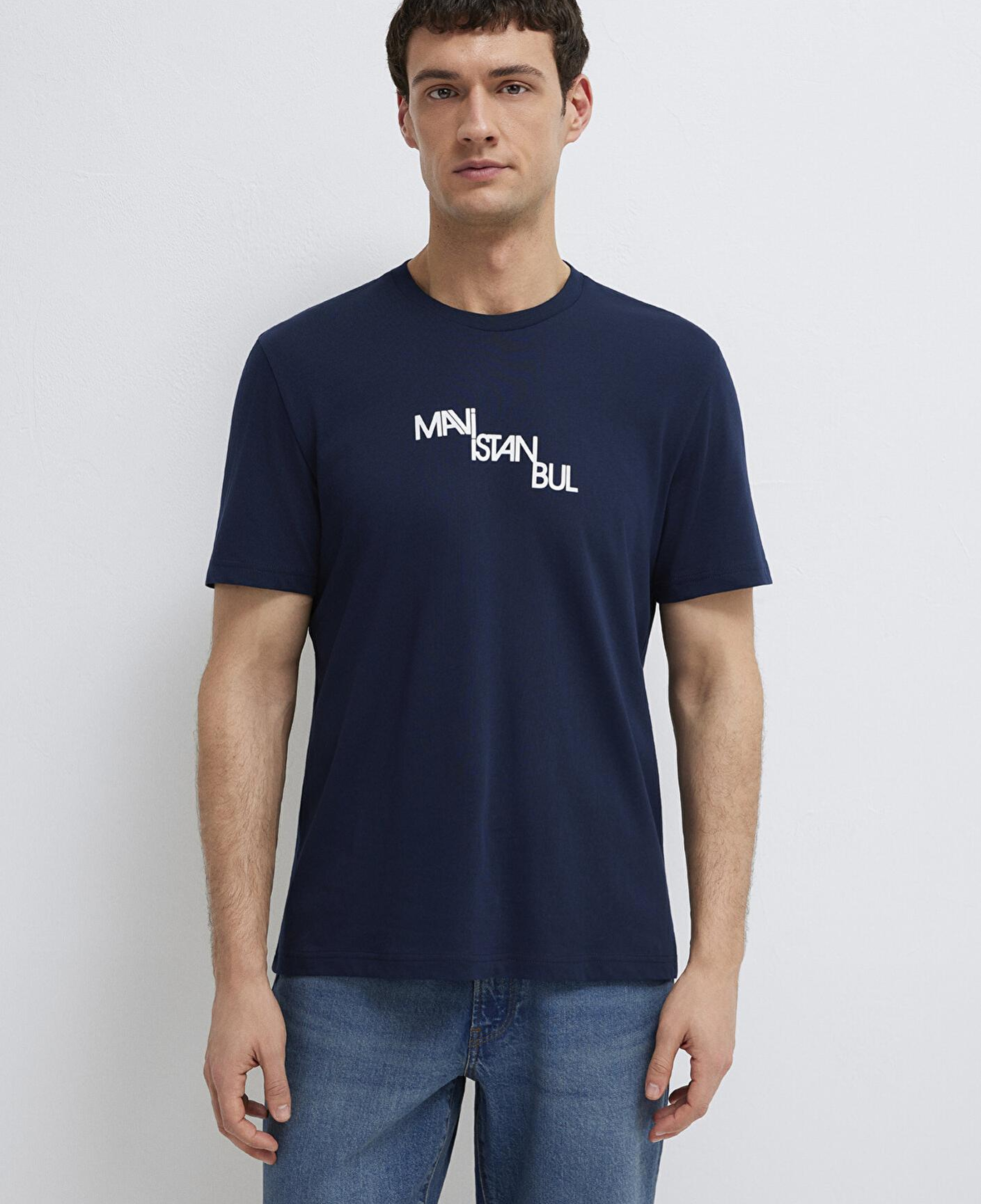 Mavi İstanbul Baskılı Lacivert Tişört Regular Fit / Normal Kesim 0612274-70497