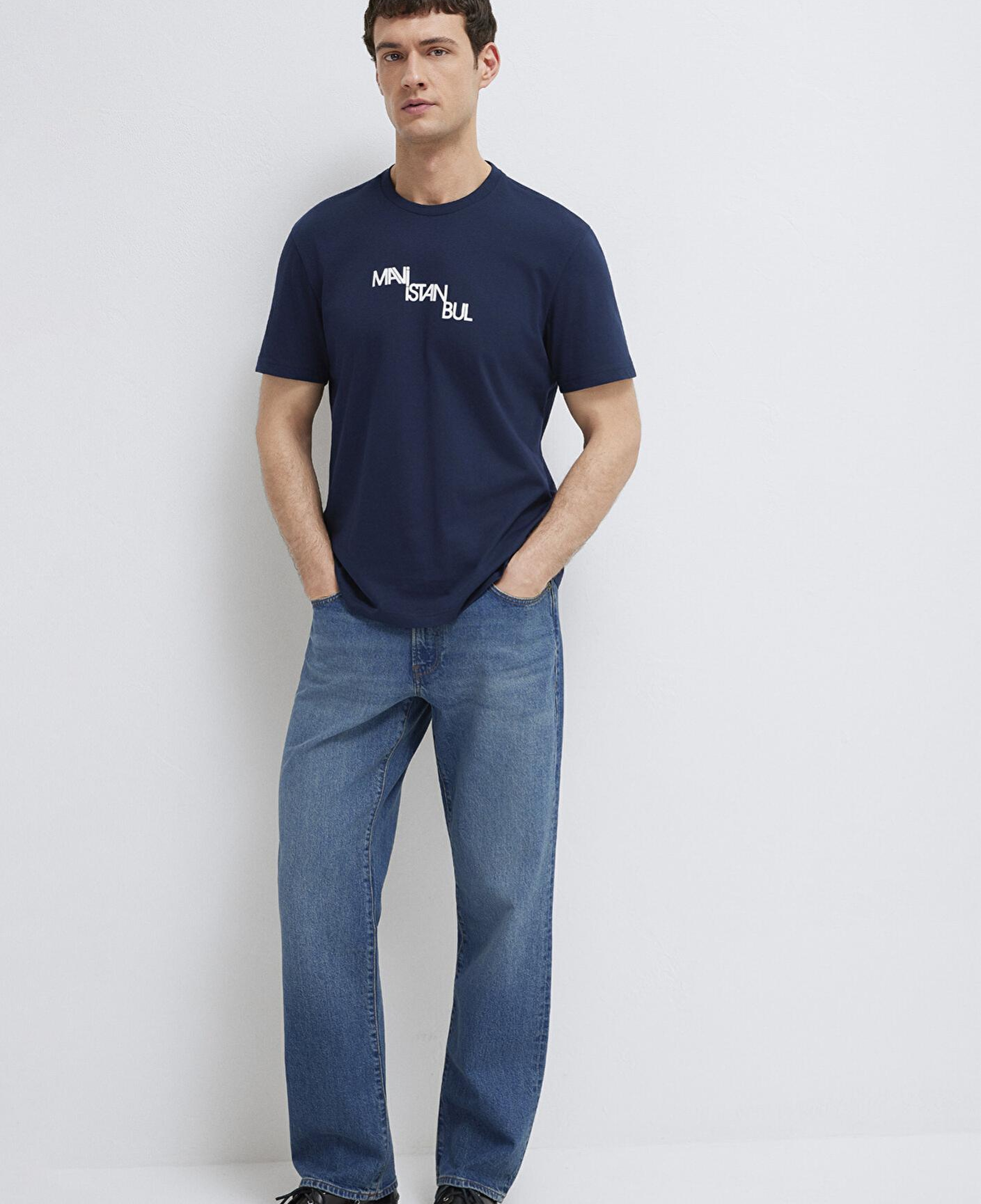 Mavi İstanbul Baskılı Lacivert Tişört Regular Fit / Normal Kesim 0612274-70497