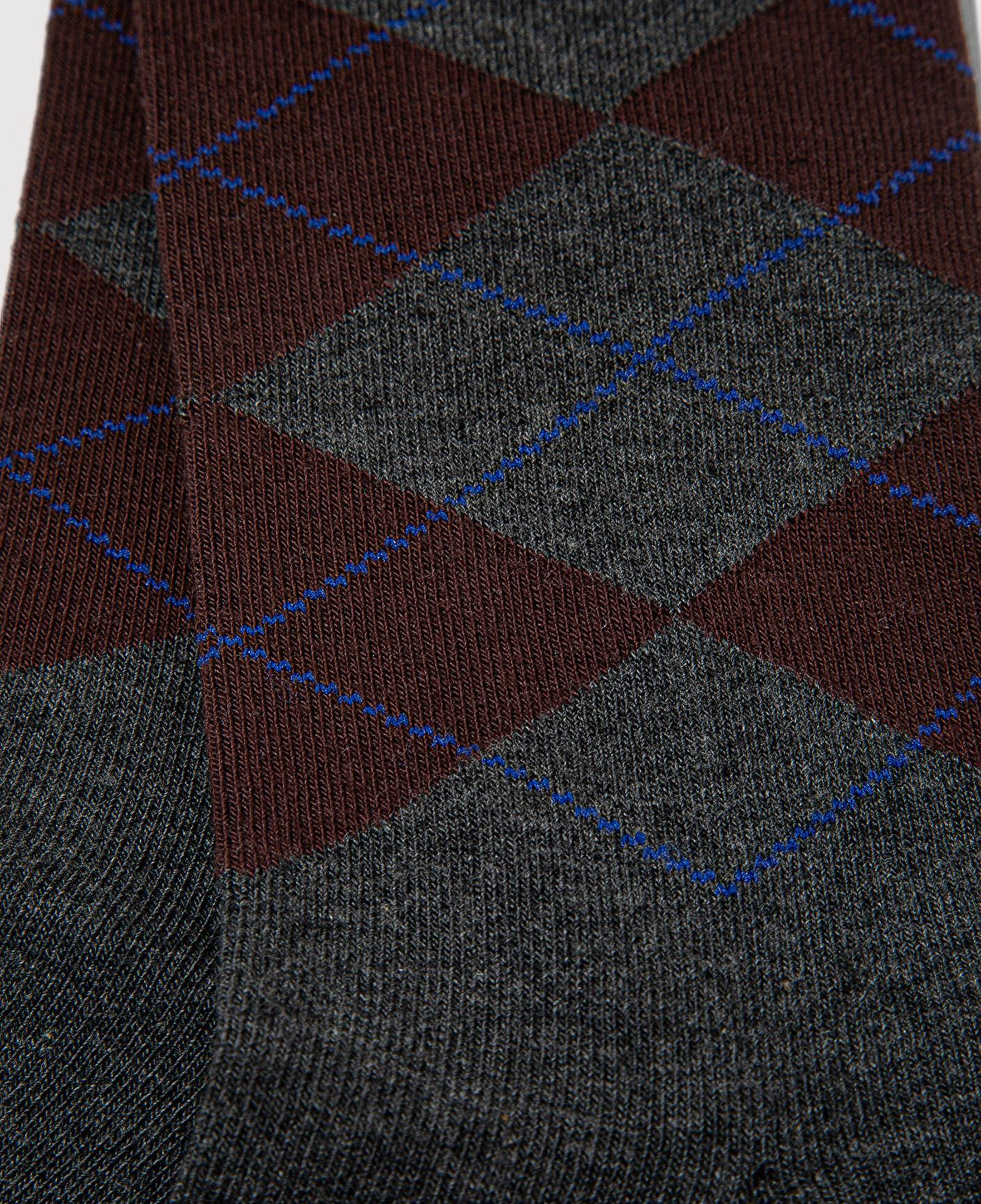 Mavi Baklava Desenli Antrasit Soket Çorap 0912345-24398