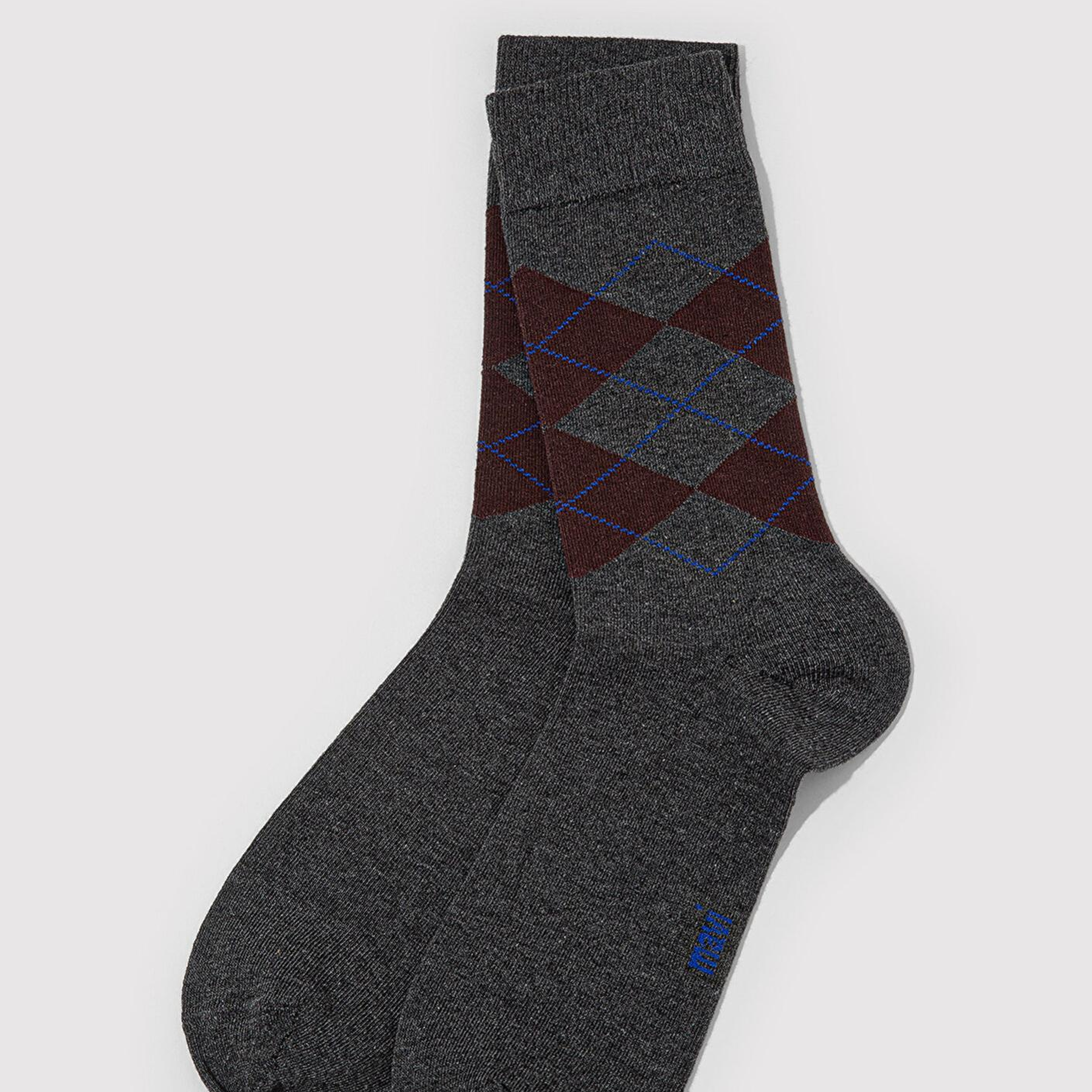 Mavi Baklava Desenli Antrasit Soket Çorap 0912345-24398