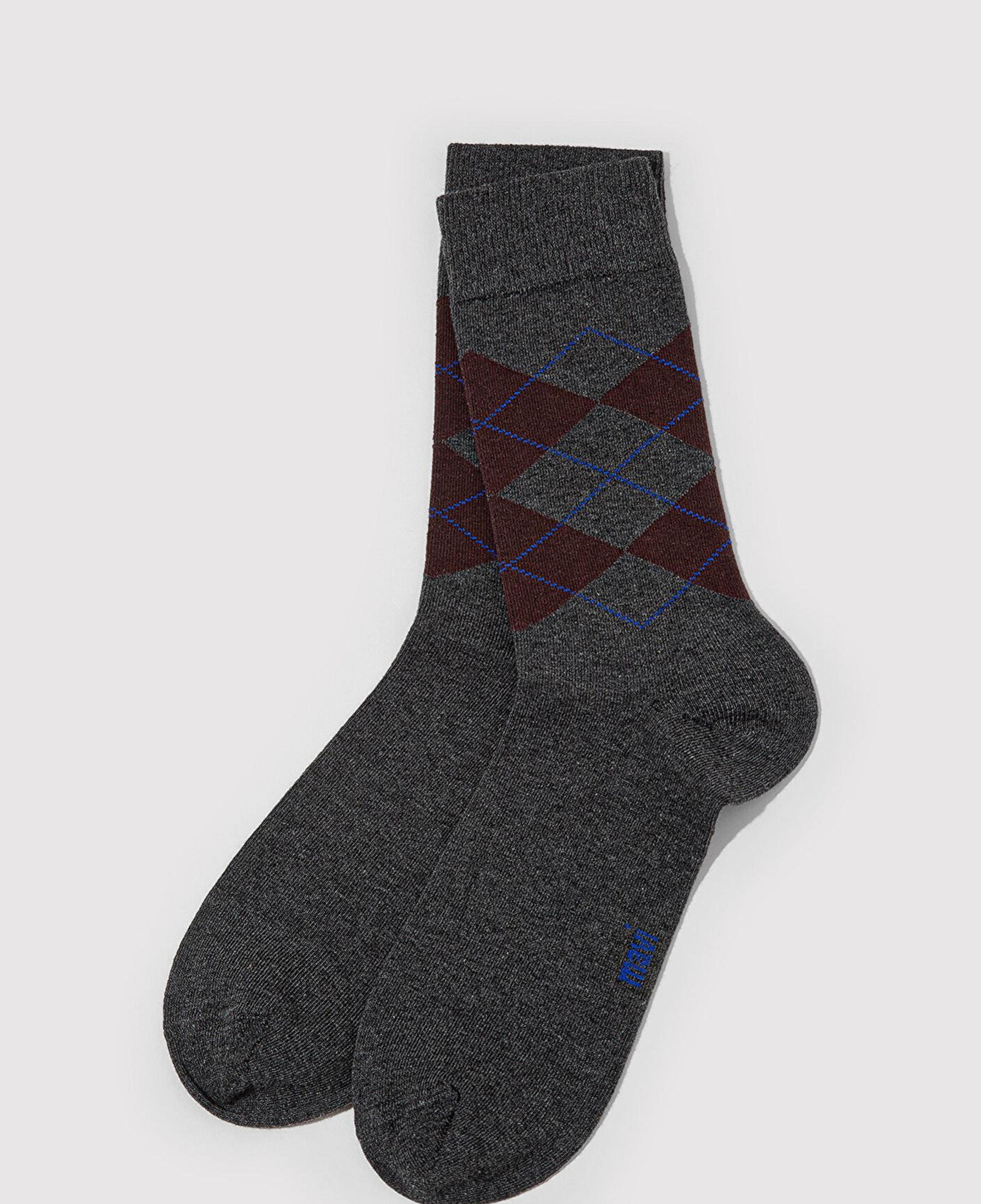 Mavi Baklava Desenli Antrasit Soket Çorap 0912345-24398
