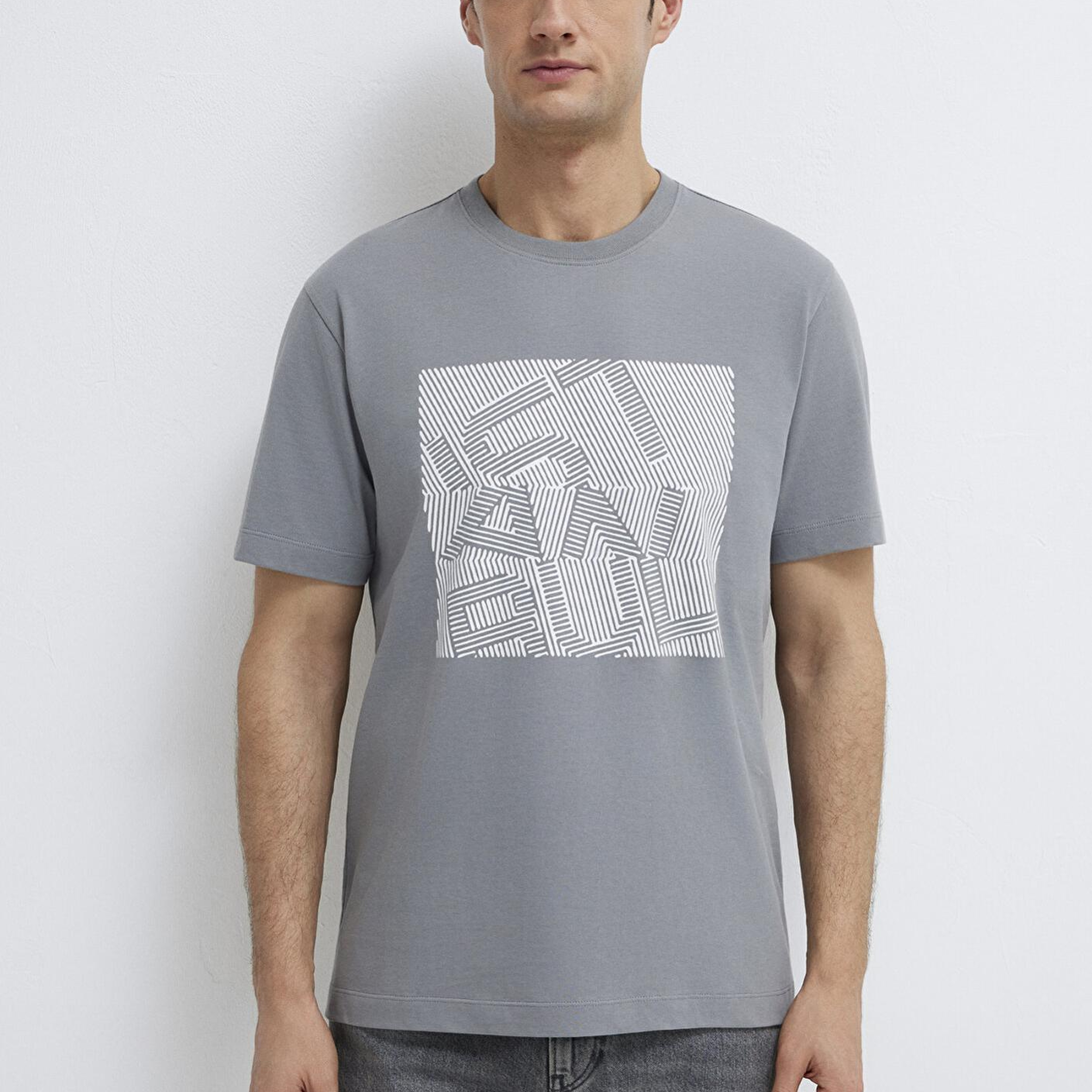 Mavi İstanbul Baskılı Gri Tişört Regular Fit / Normal Kesim 0612990-85550