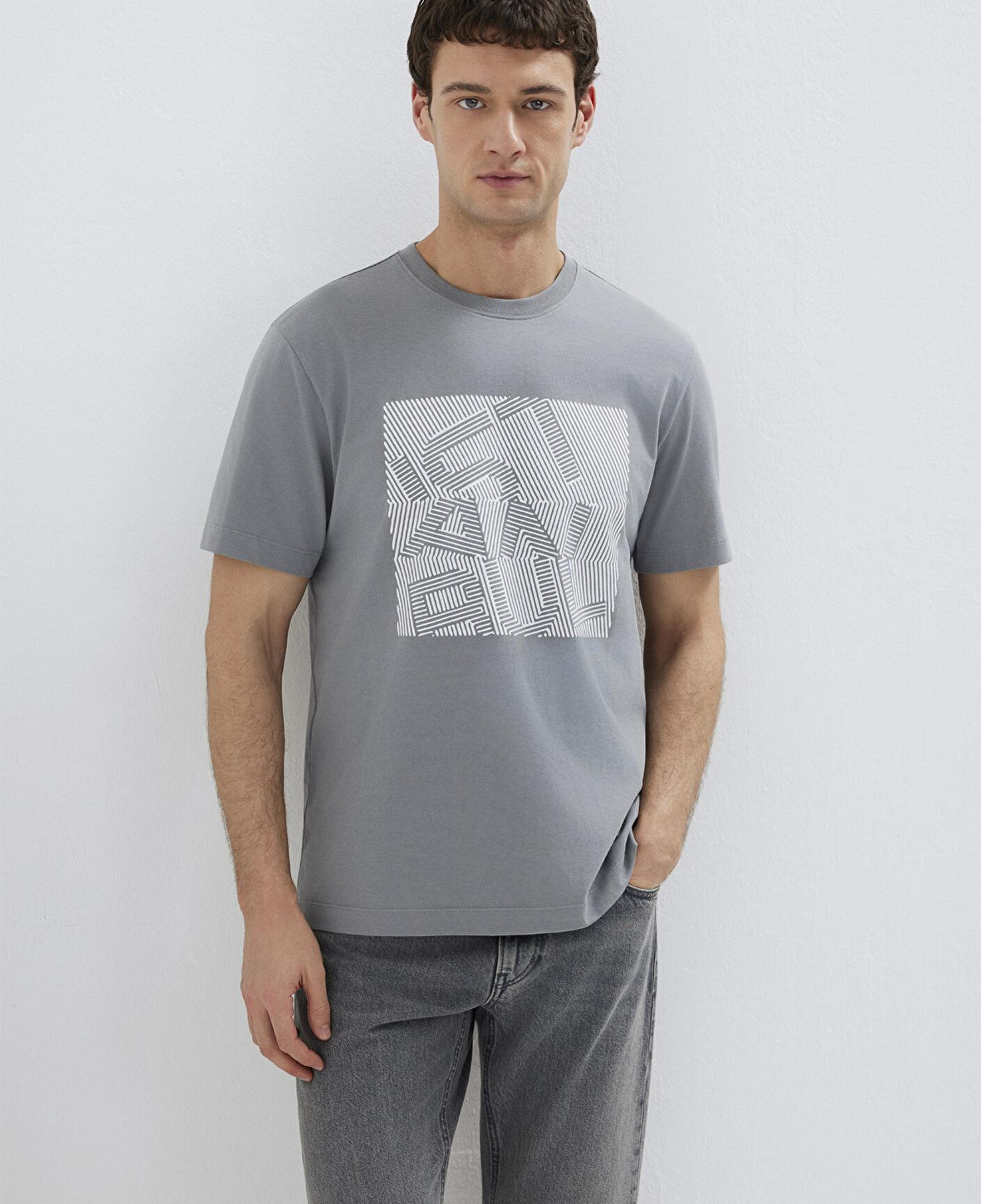 Mavi İstanbul Baskılı Gri Tişört Regular Fit / Normal Kesim 0612990-85550