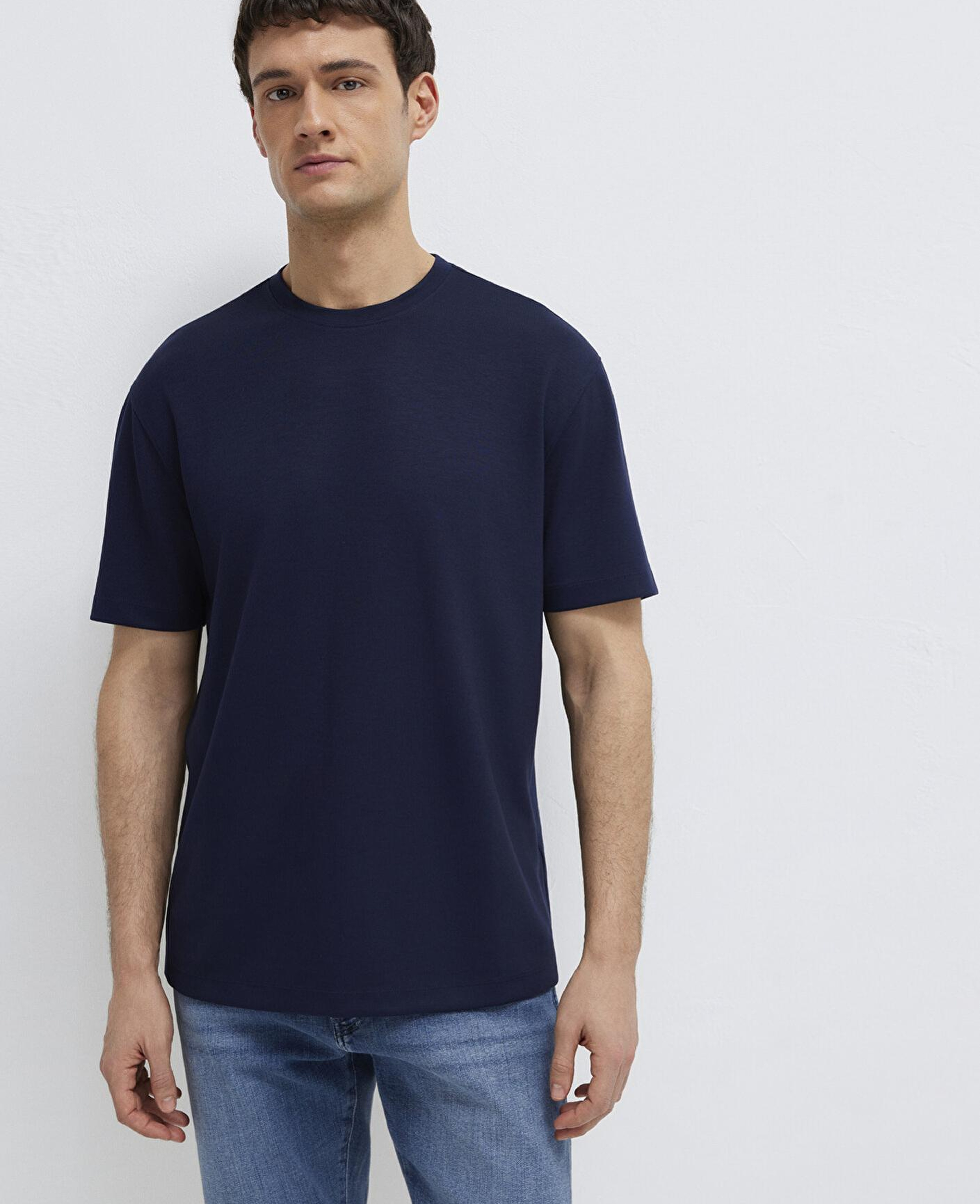 Mavi Lacivert Tişört Loose Fit / Bol Rahat Kesim 0613467-86415