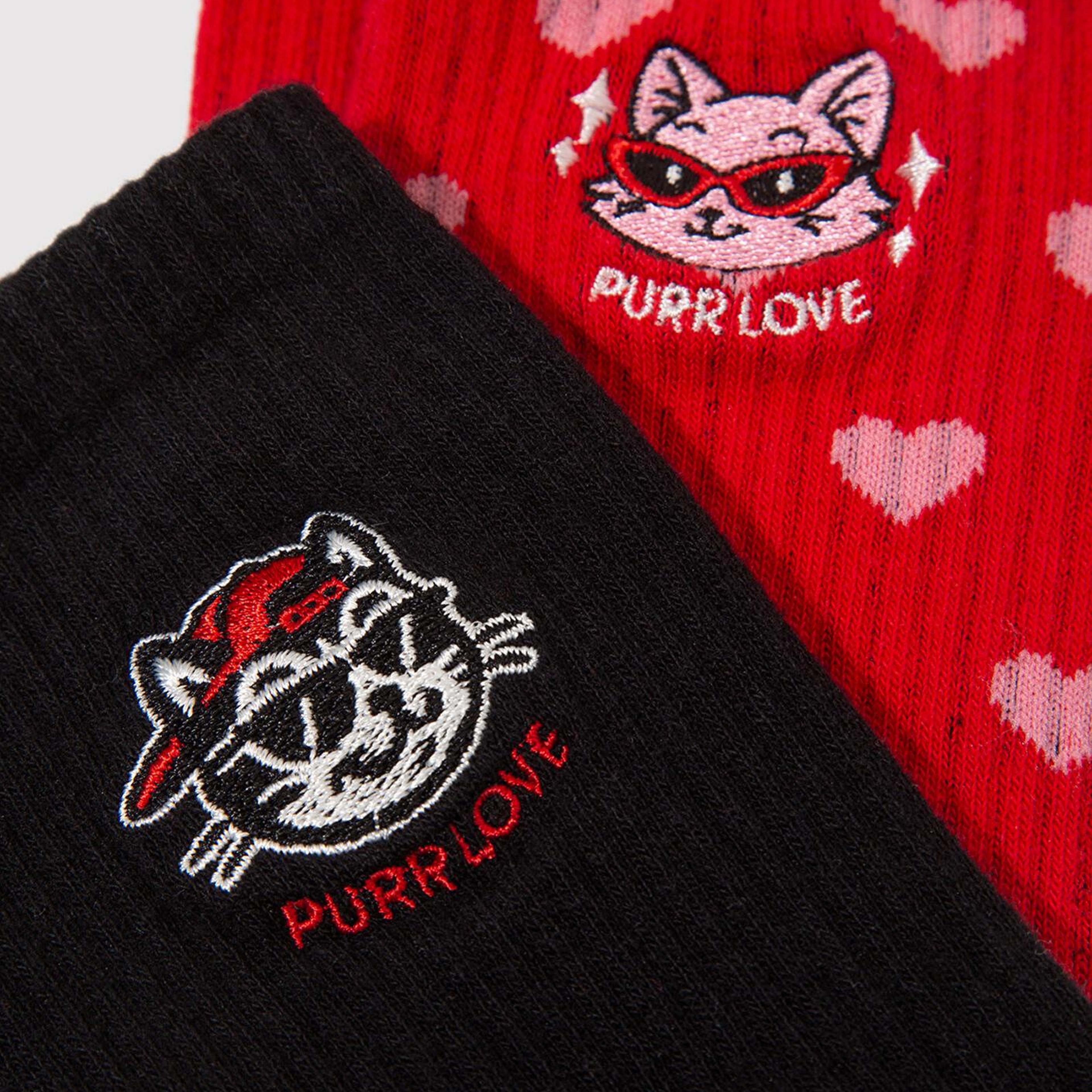 Mavi 2li Kedi İşlemeli Soket Çorap 0912419-900