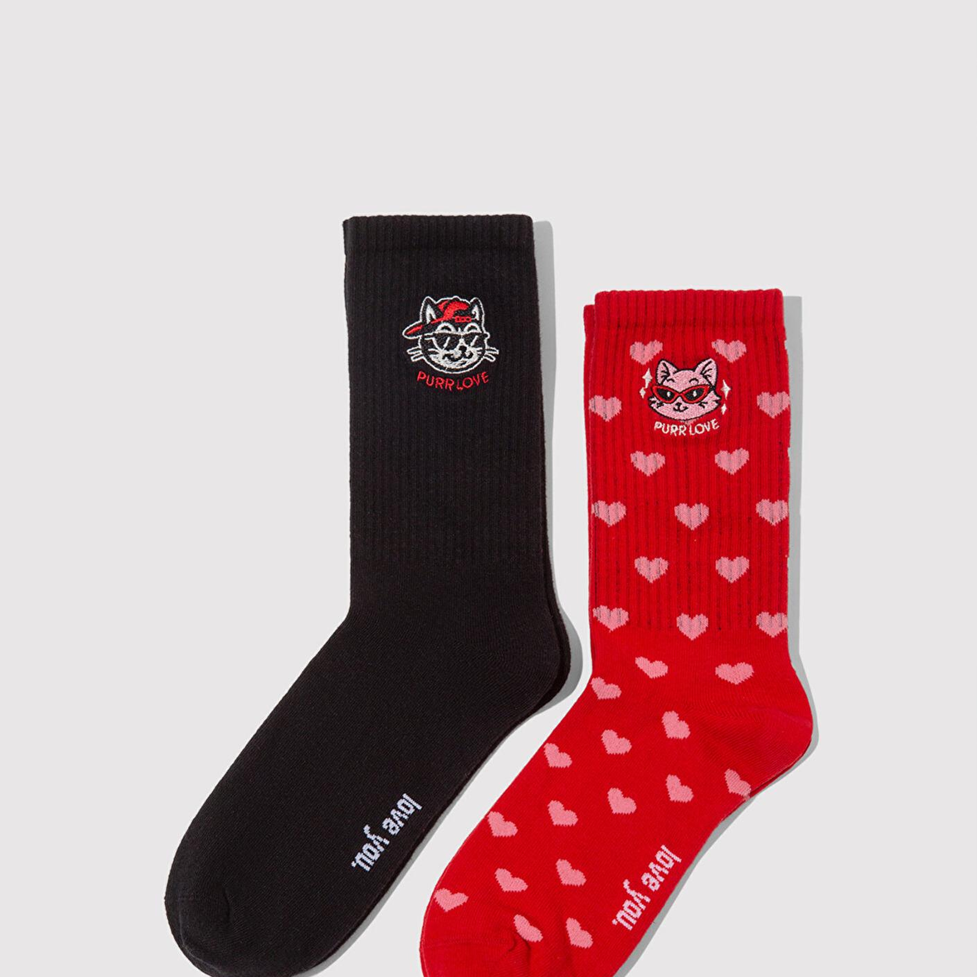 Mavi 2li Kedi İşlemeli Soket Çorap 0912419-900