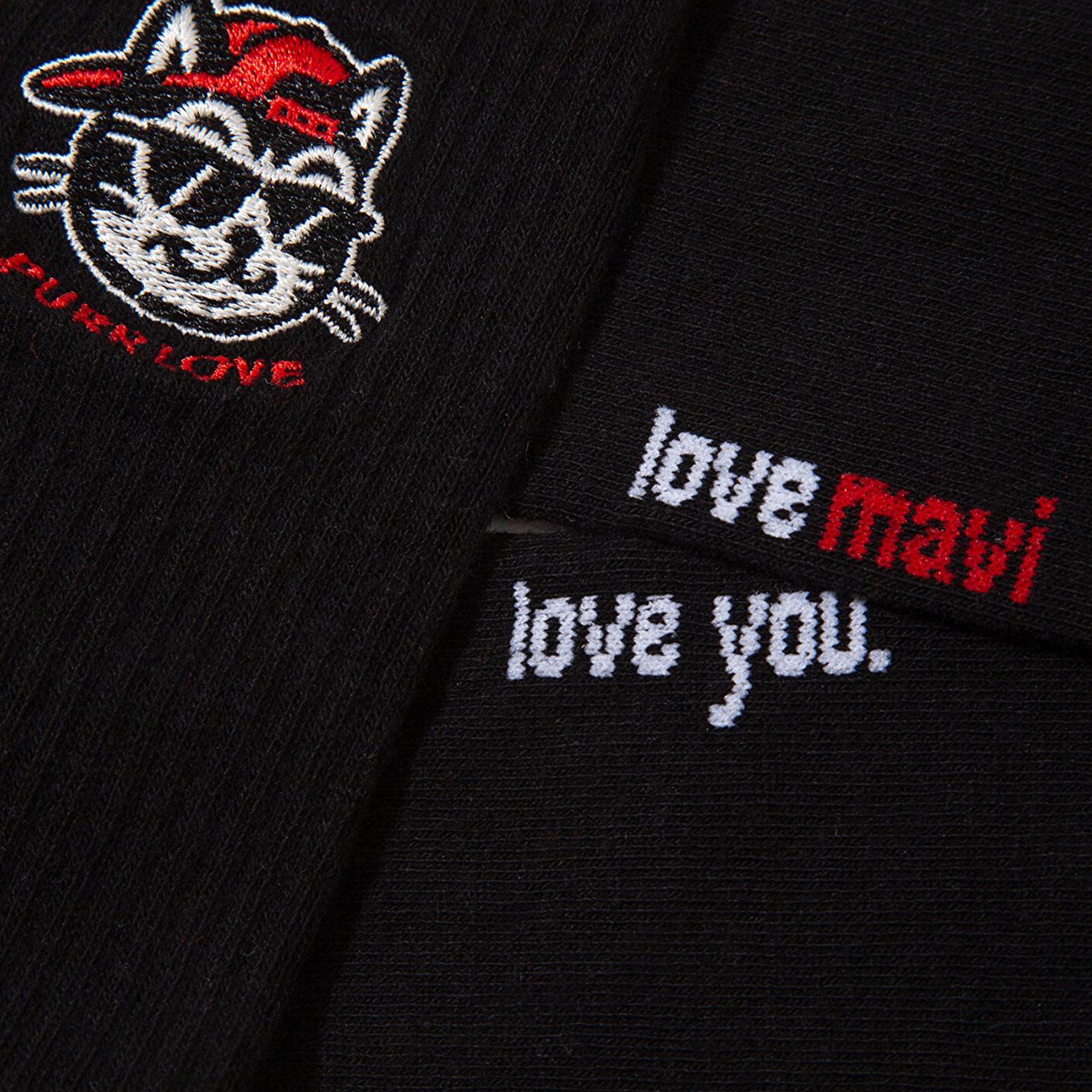 Mavi 2li Kedi İşlemeli Soket Çorap 0912419-900