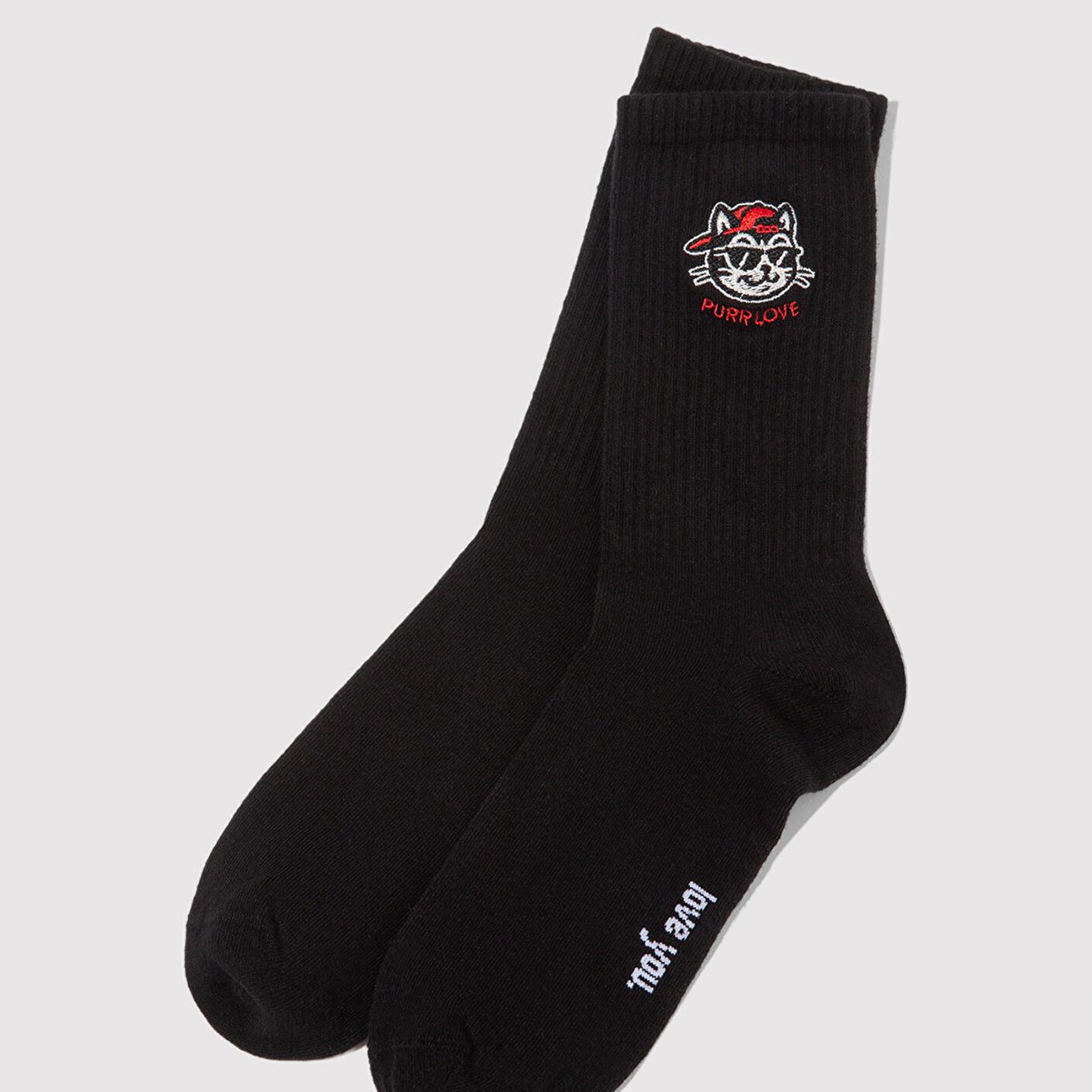 Mavi 2li Kedi İşlemeli Soket Çorap 0912419-900