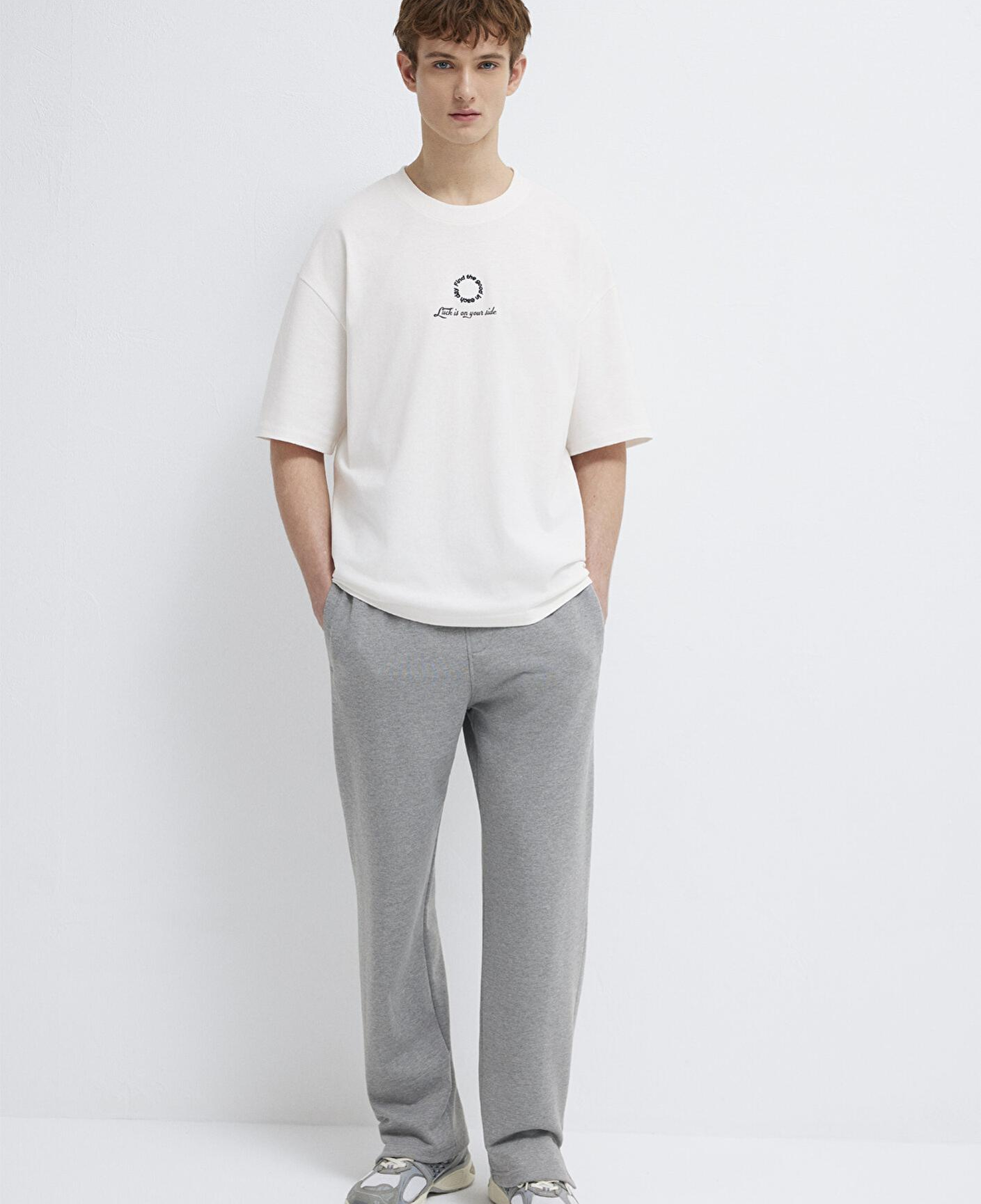 Mavi Luck Is In Your Side Baskılı Ekru Tişört Oversize / Geniş Kesim 0613183-70057