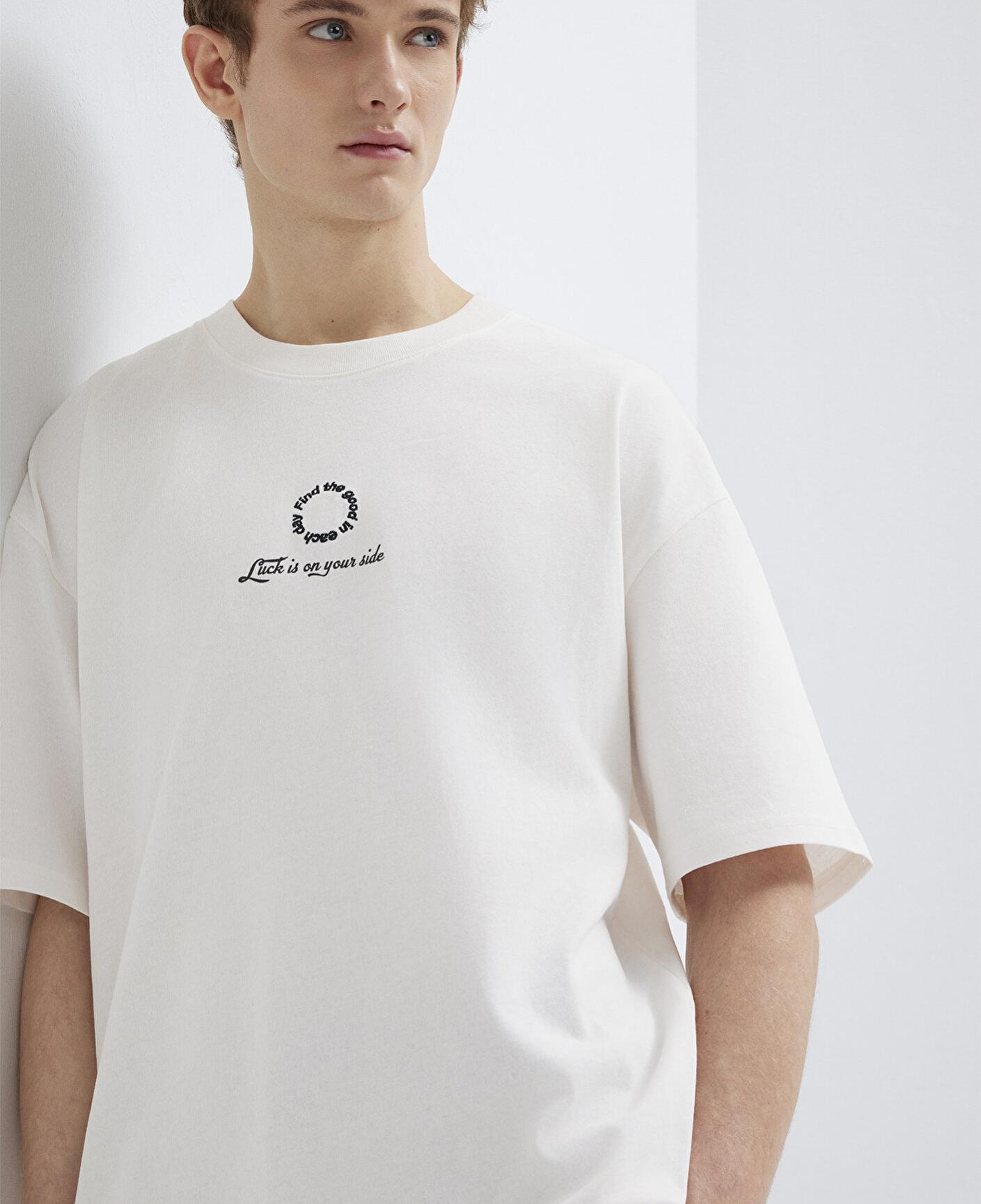 Mavi Luck Is In Your Side Baskılı Ekru Tişört Oversize / Geniş Kesim 0613183-70057