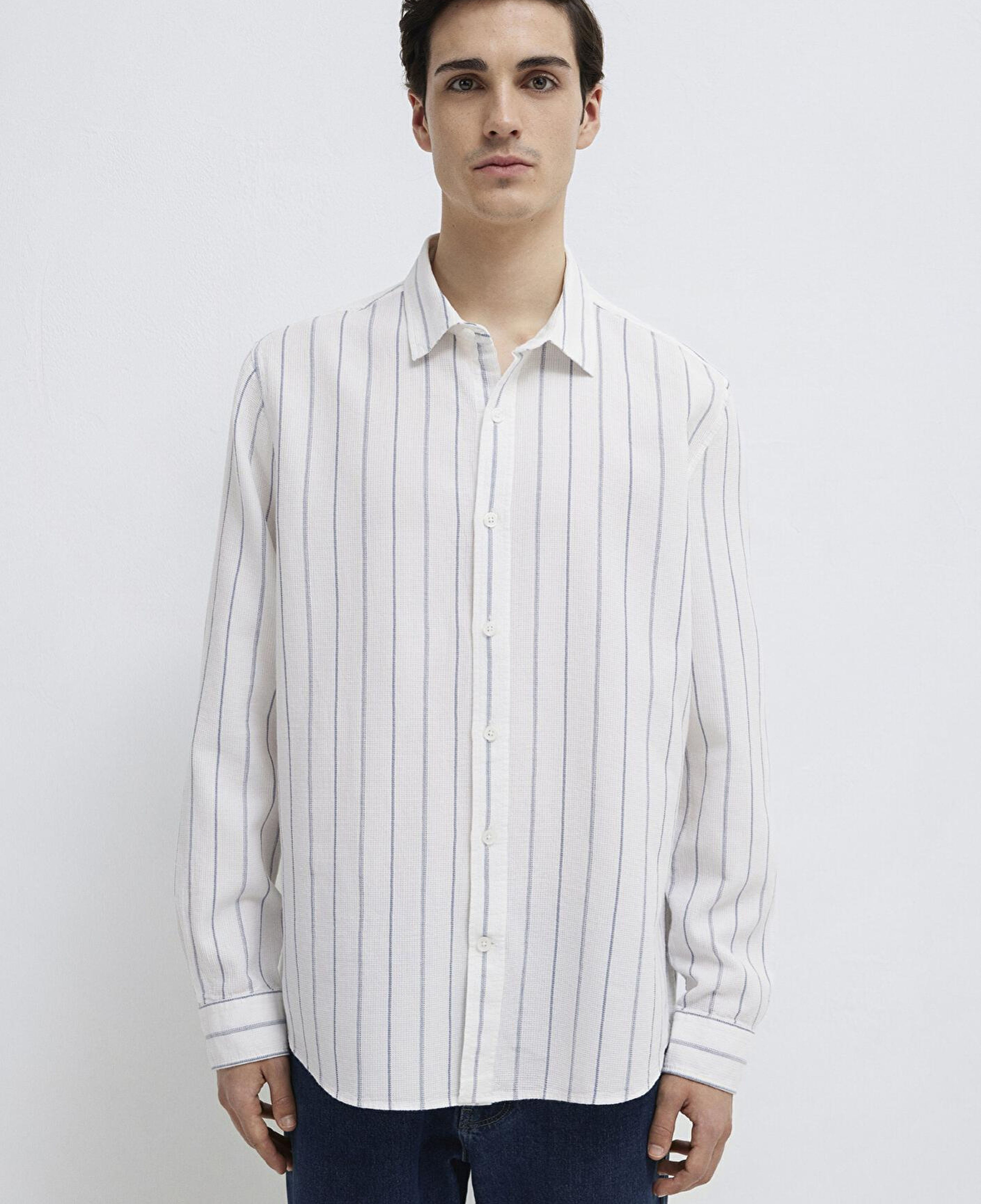 Mavi Çizgili Gömlek Regular Fit / Normal Kesim 0211384-86702