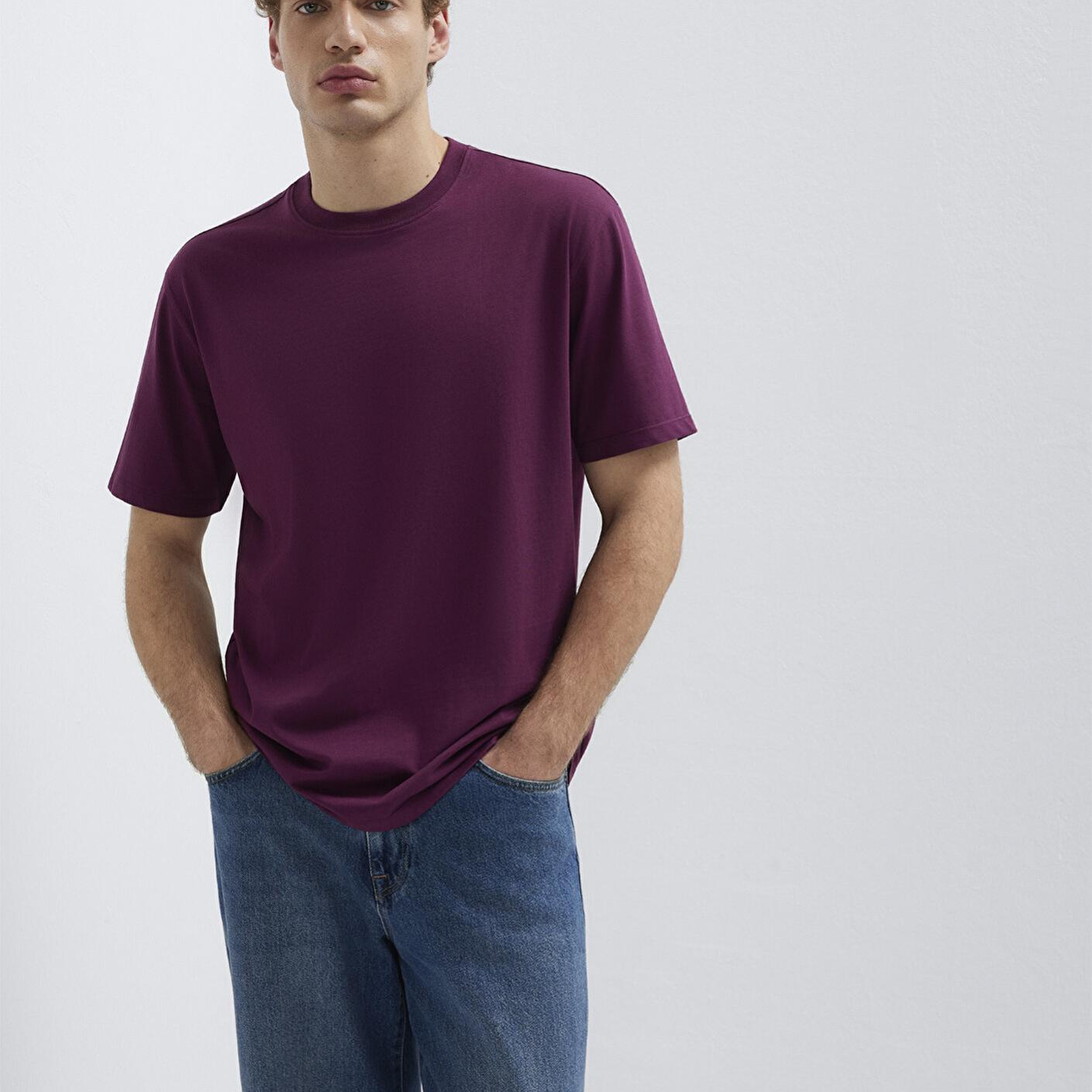 Mavi Mor Basic Tişört Loose Fit / Bol Rahat Kesim 066249-70670