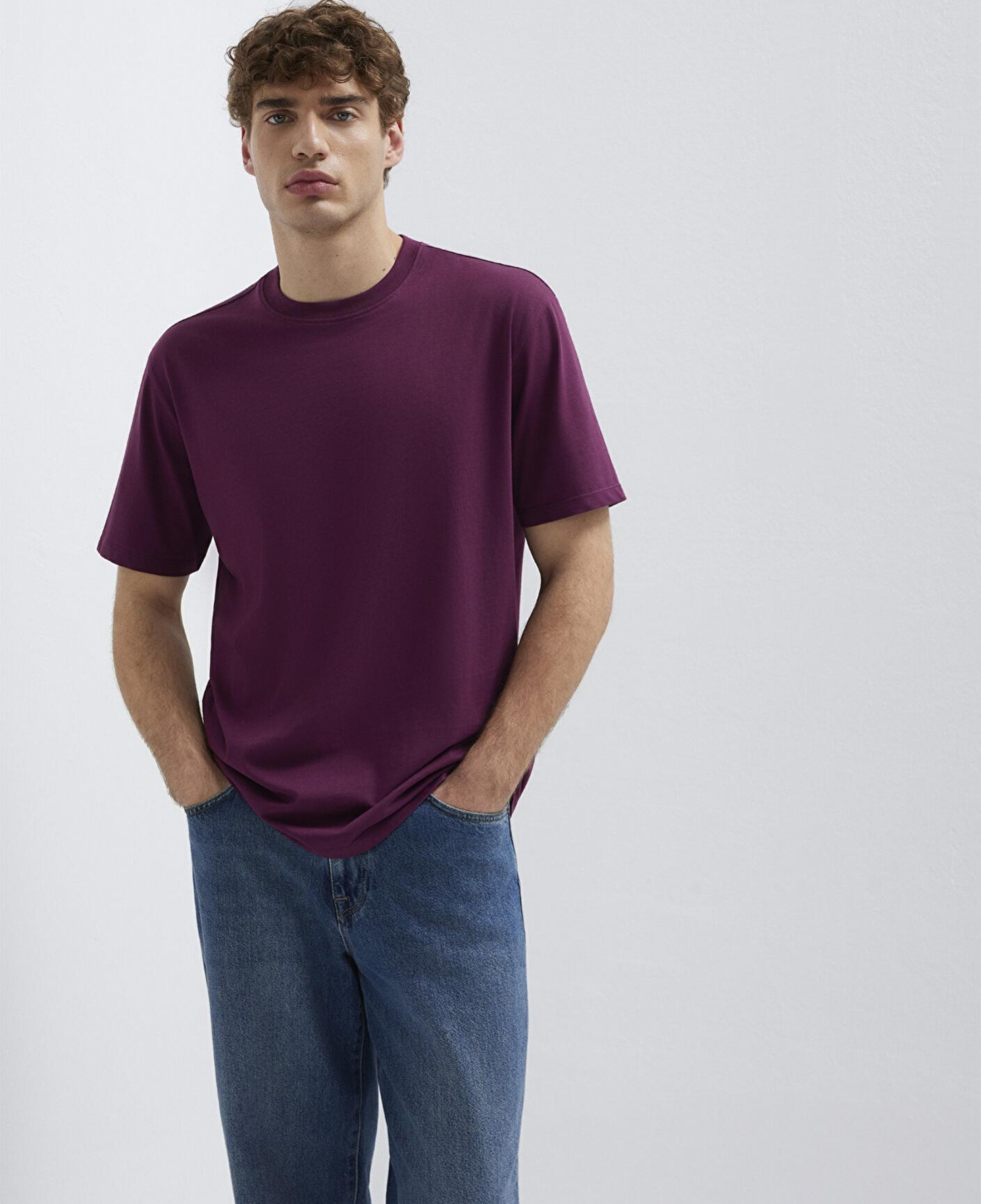 Mavi Mor Basic Tişört Loose Fit / Bol Rahat Kesim 066249-70670