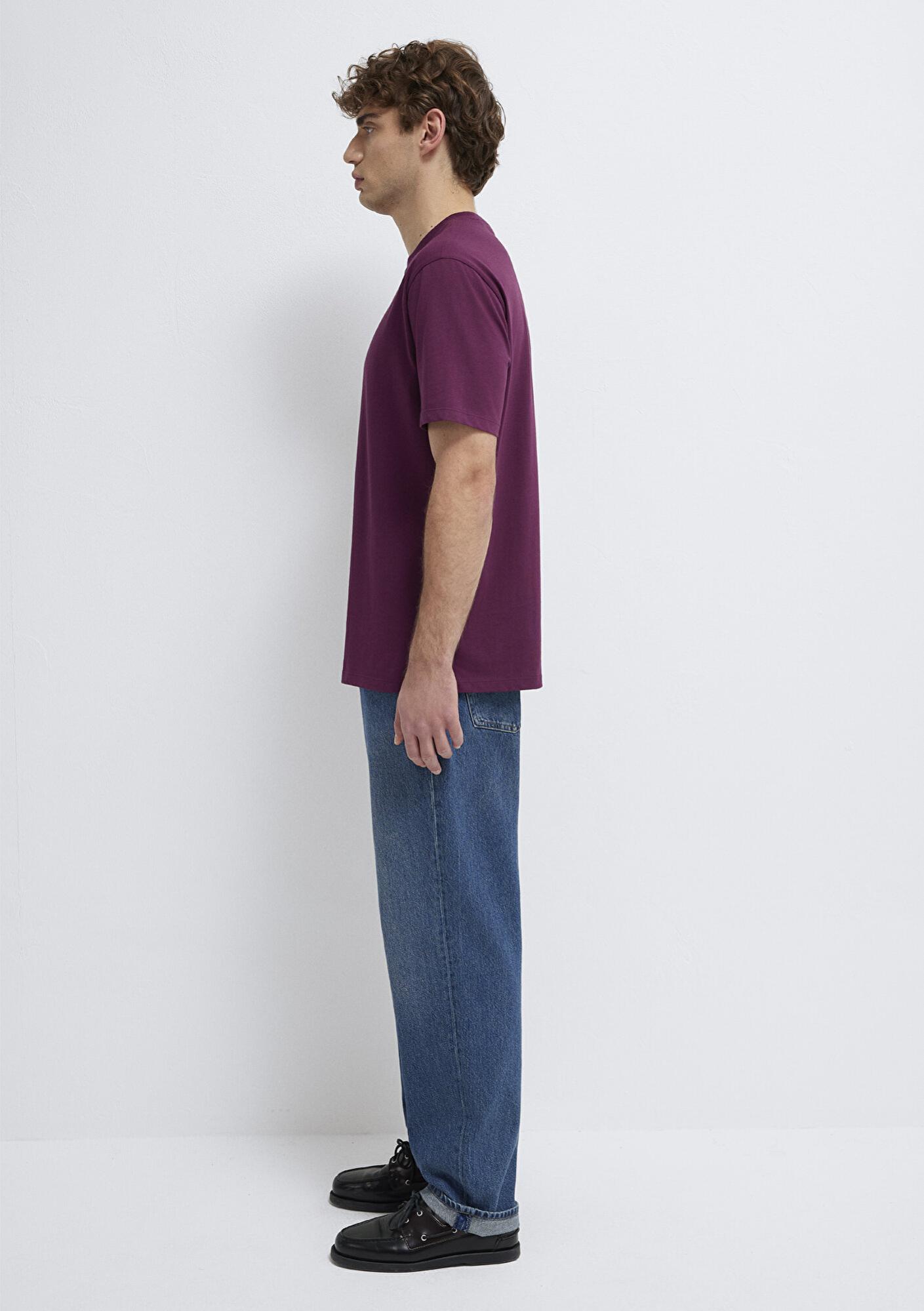 Mavi Mor Basic Tişört Loose Fit / Bol Rahat Kesim 066249-70670