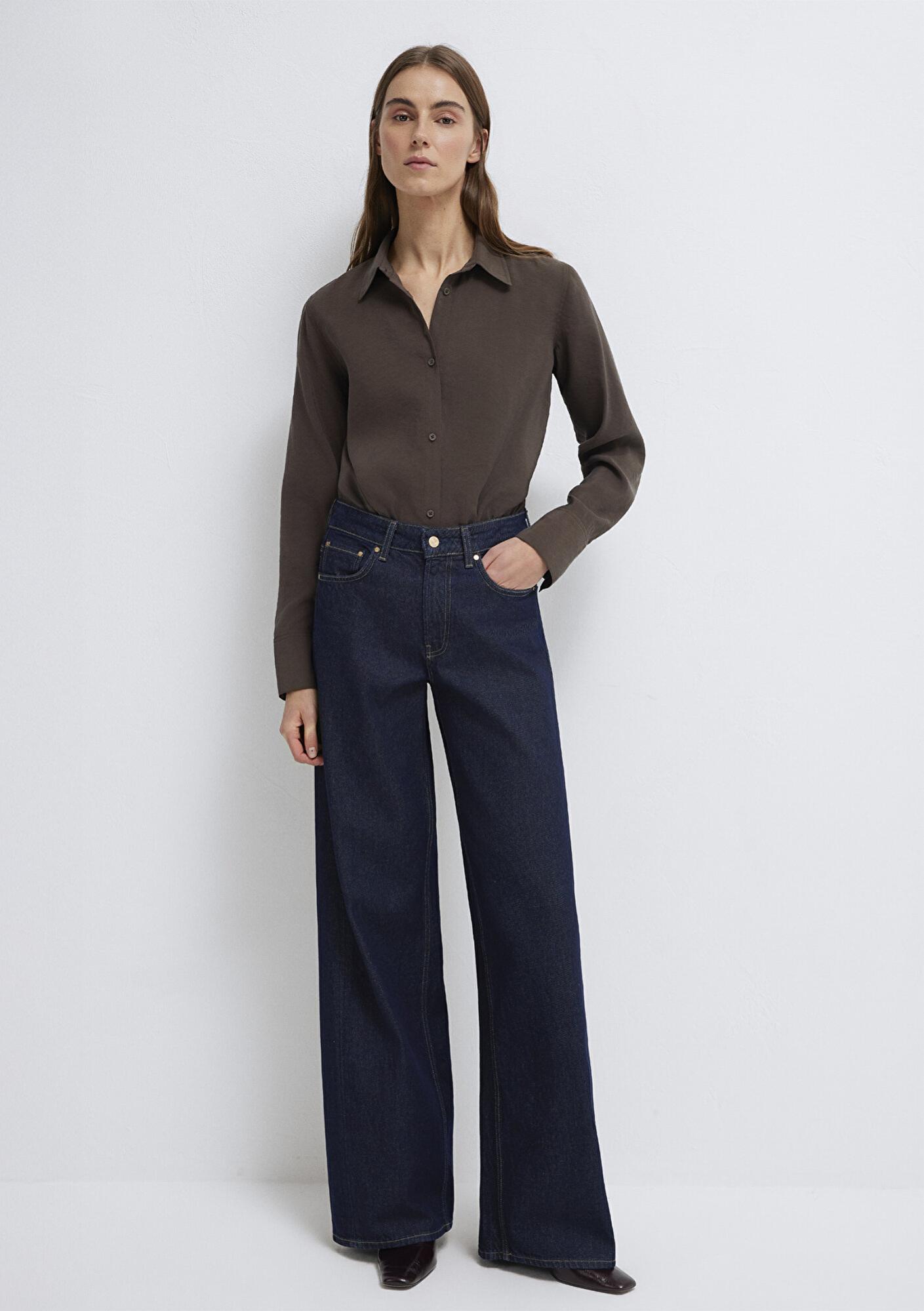 Mavi (TENCEL™) Liyosel Karışımlı Kahverengi Gömlek Regular Fit / Normal Kesim 1211374-70238