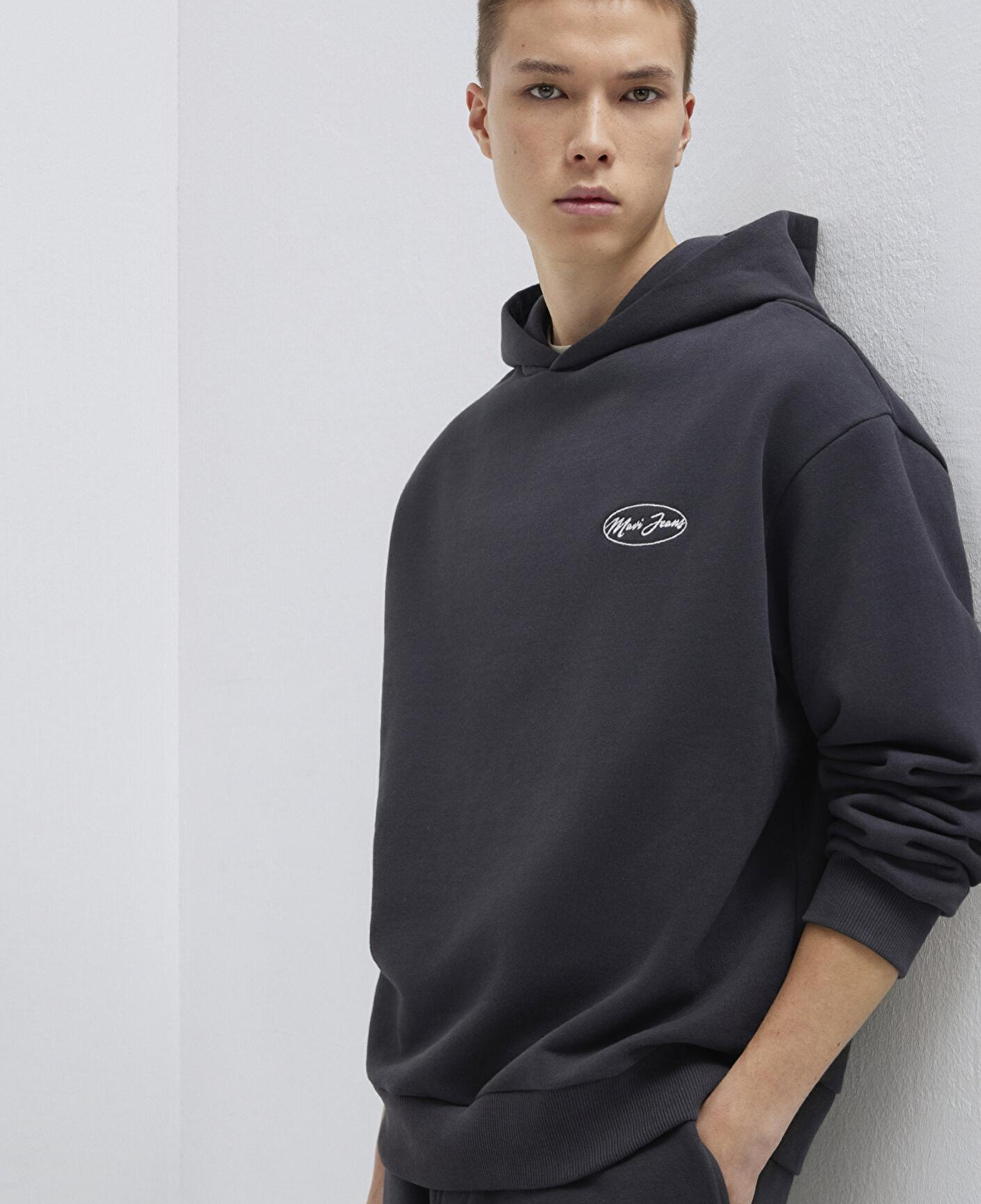 Mavi Mavi Jeans Nakışlı Kapüşonlu Antrasit Sweatshirt 0S10545-70087