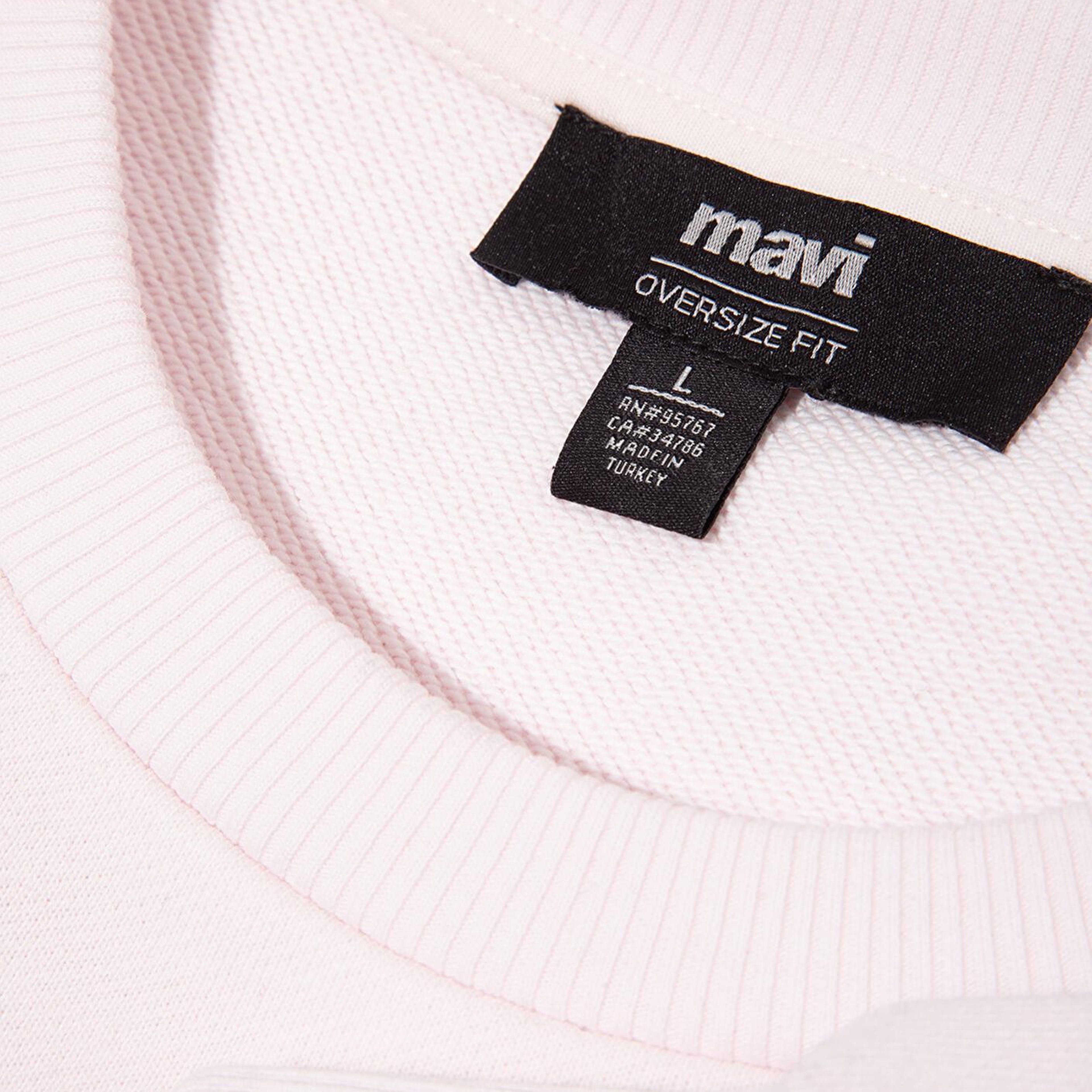 Mavi M Kalp İşlemeli Bisiklet Yaka Pembe Sweatshirt 0S10577-70989