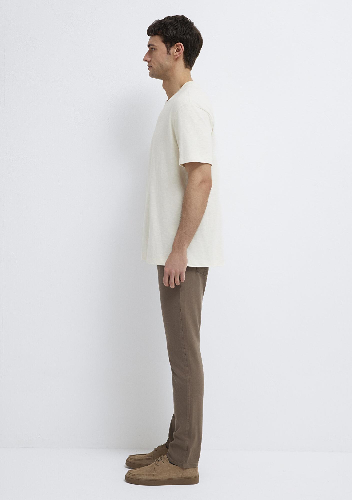 Mavi Ekru Basic Tişört Loose Fit / Bol Rahat Kesim 0613146-70056