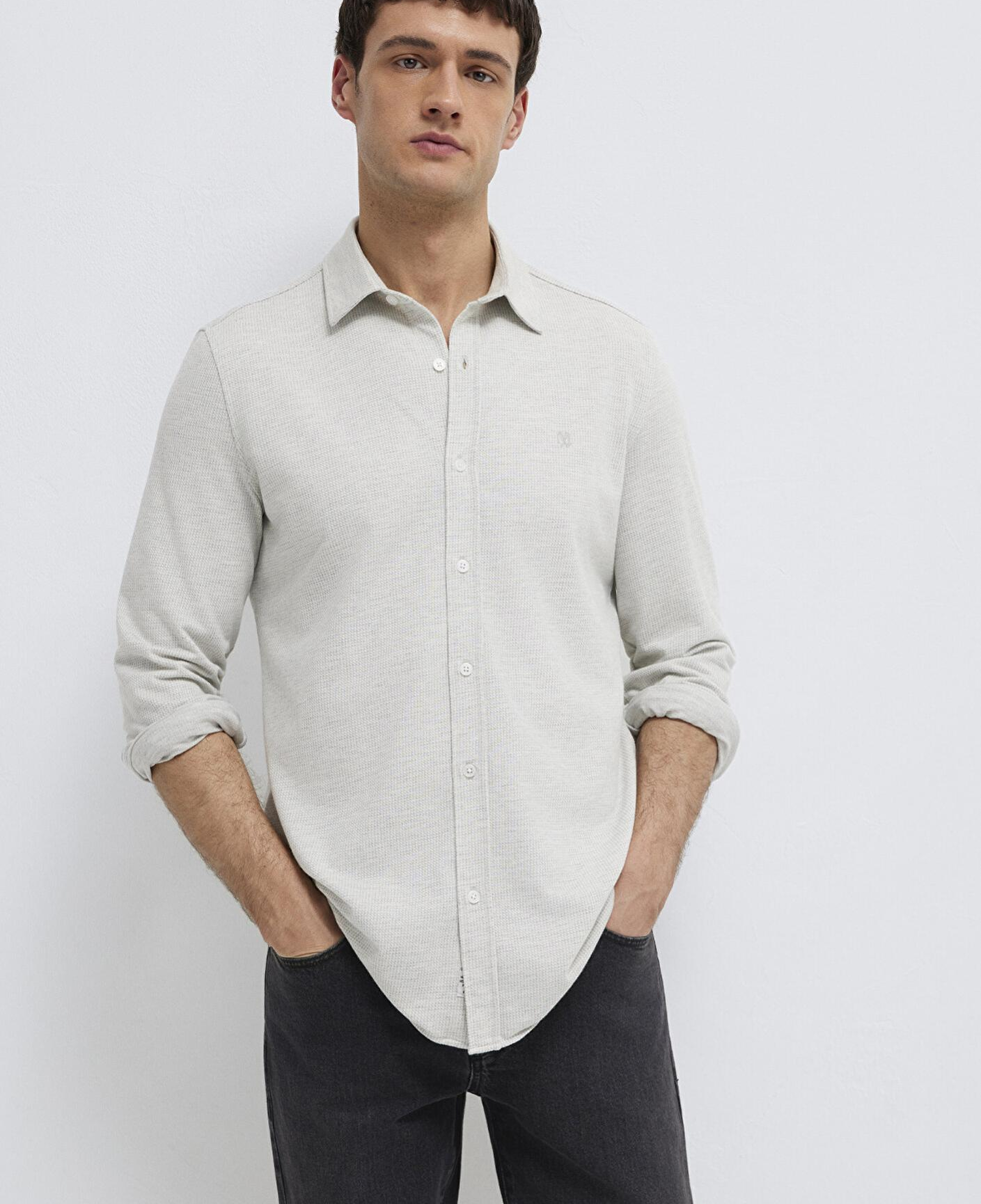 Mavi Gri Gömlek Slim Fit / Dar Kesim 0211856-82498