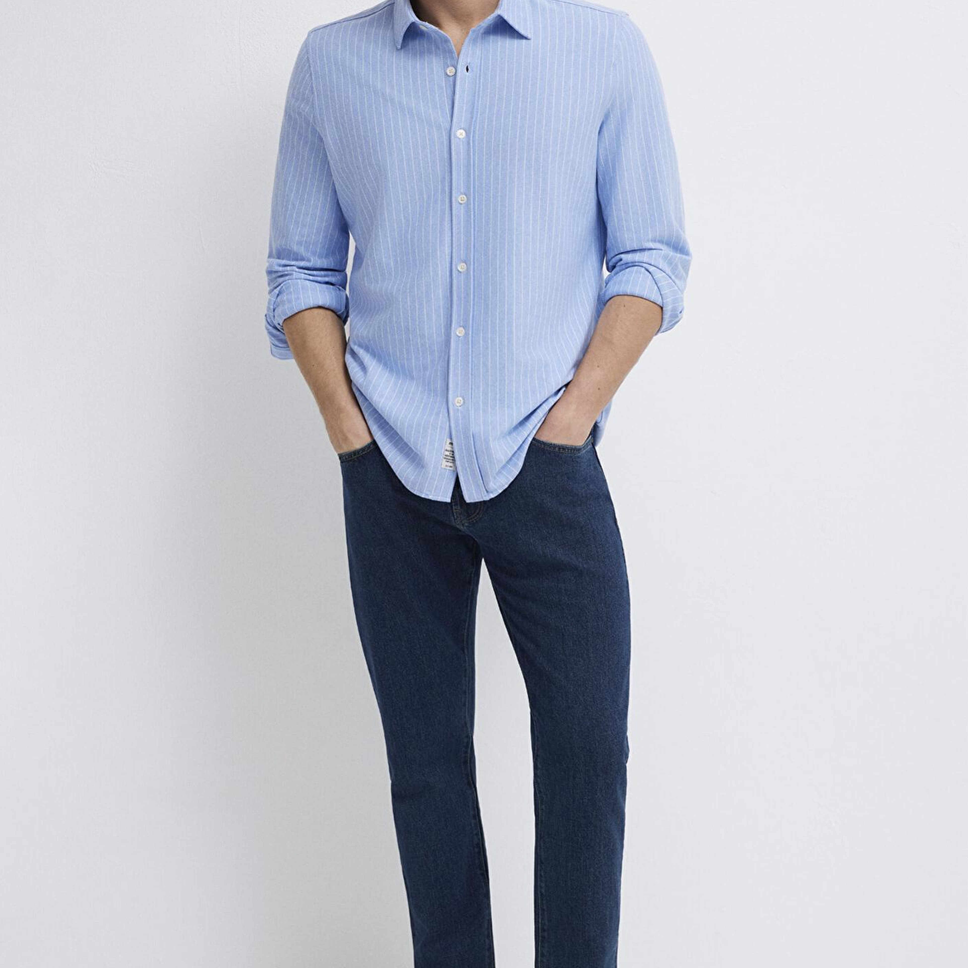 Mavi Çizgili Mavi Gömlek Slim Fit / Dar Kesim 0211858-91409